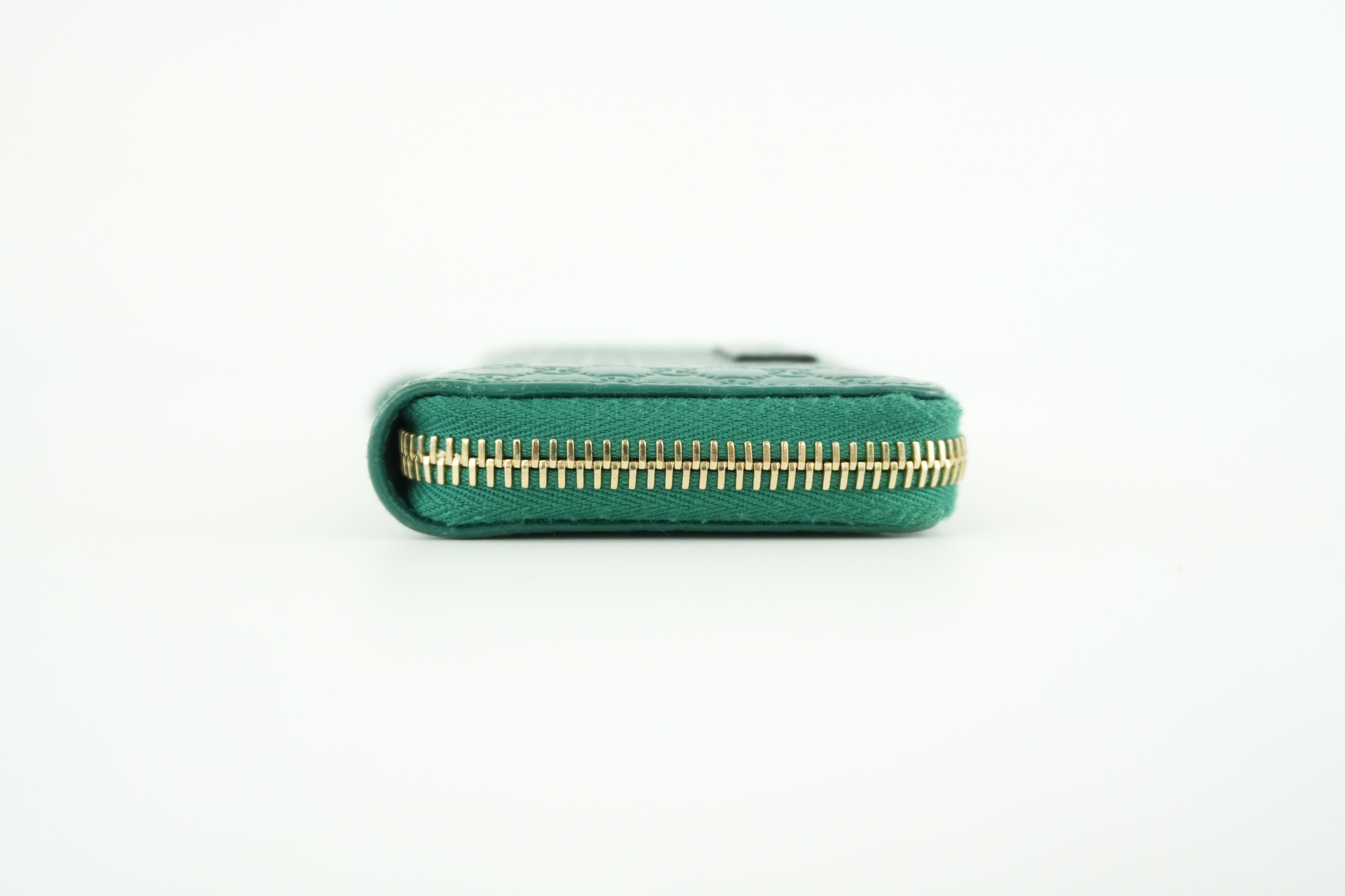 Gucci Zippy Coin Case Microguccisima Green Leather Used