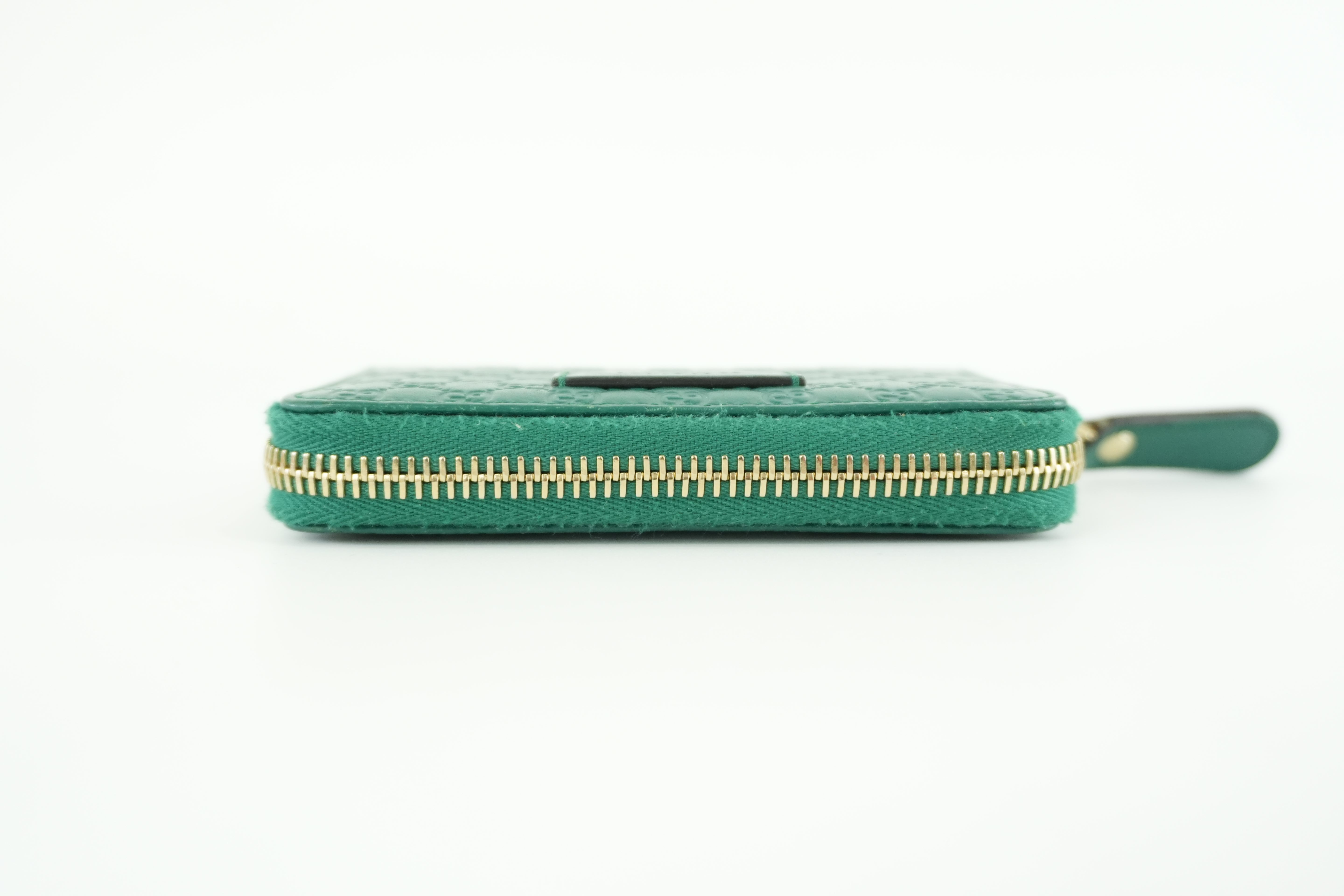 Gucci Zippy Coin Case Microguccisima Green Leather Used