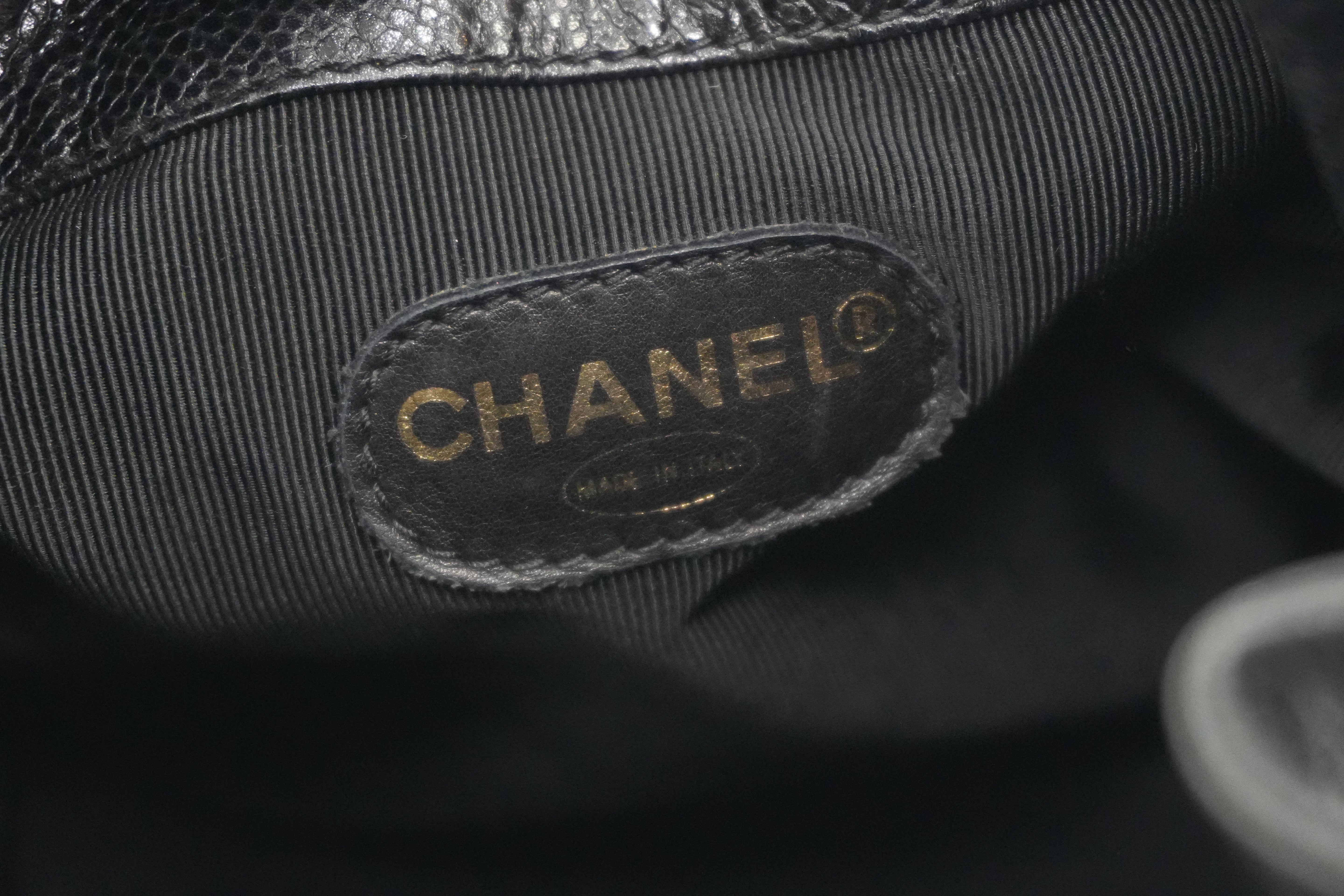 Chanel Caviar Shoulder Bucket Bag Black Used
