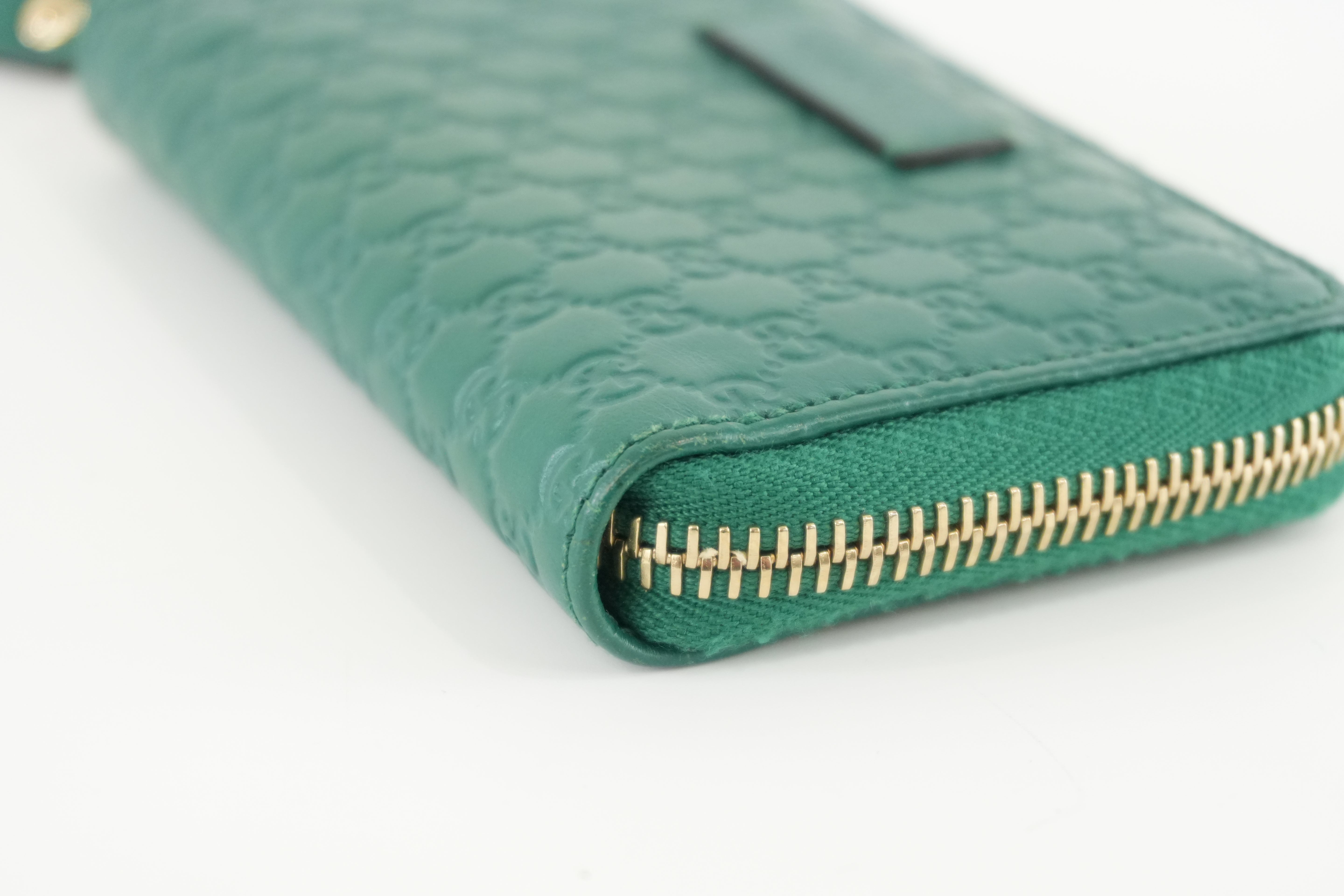 Gucci Zippy Coin Case Microguccisima Green Leather Used