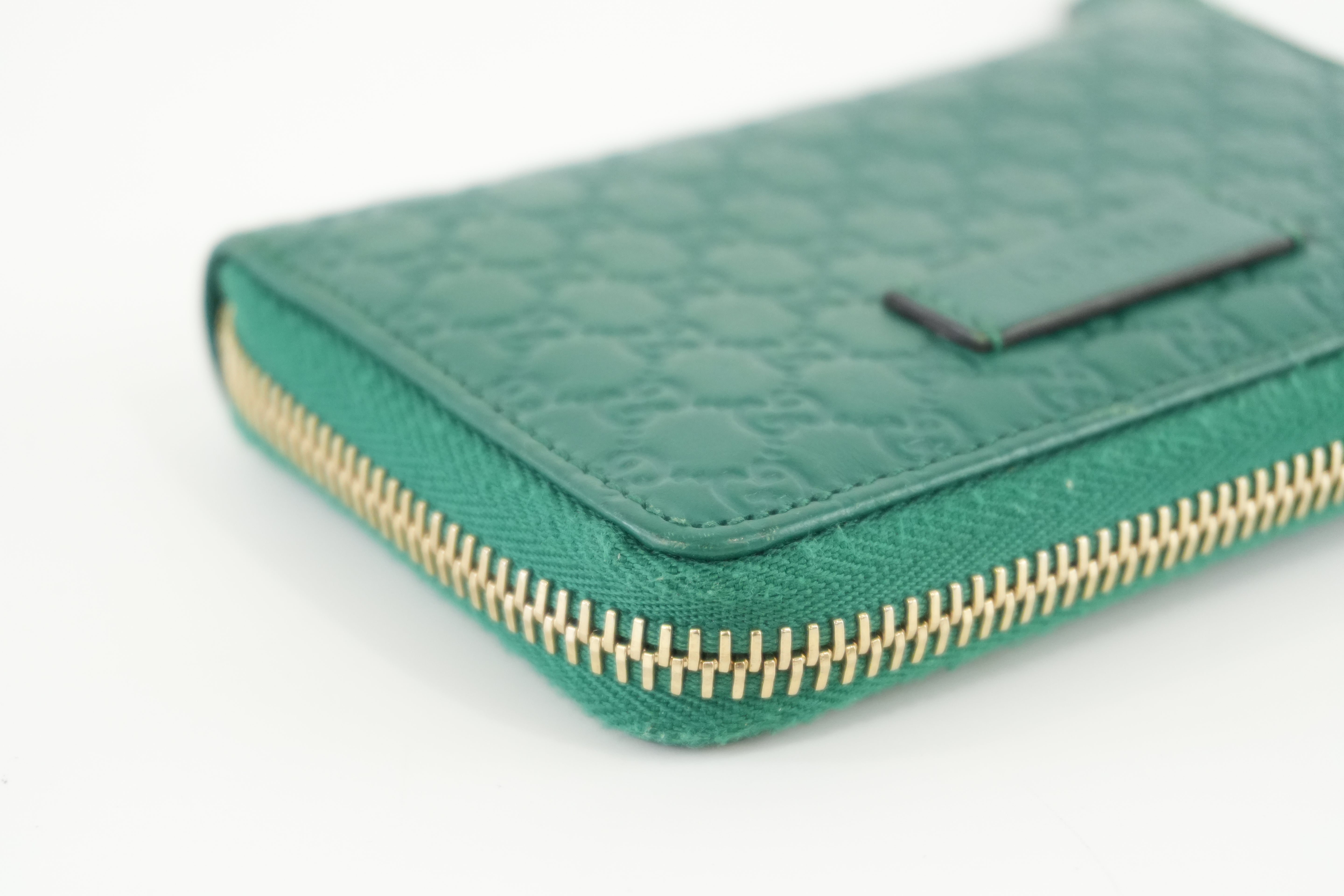 Gucci Zippy Coin Case Microguccisima Green Leather Used