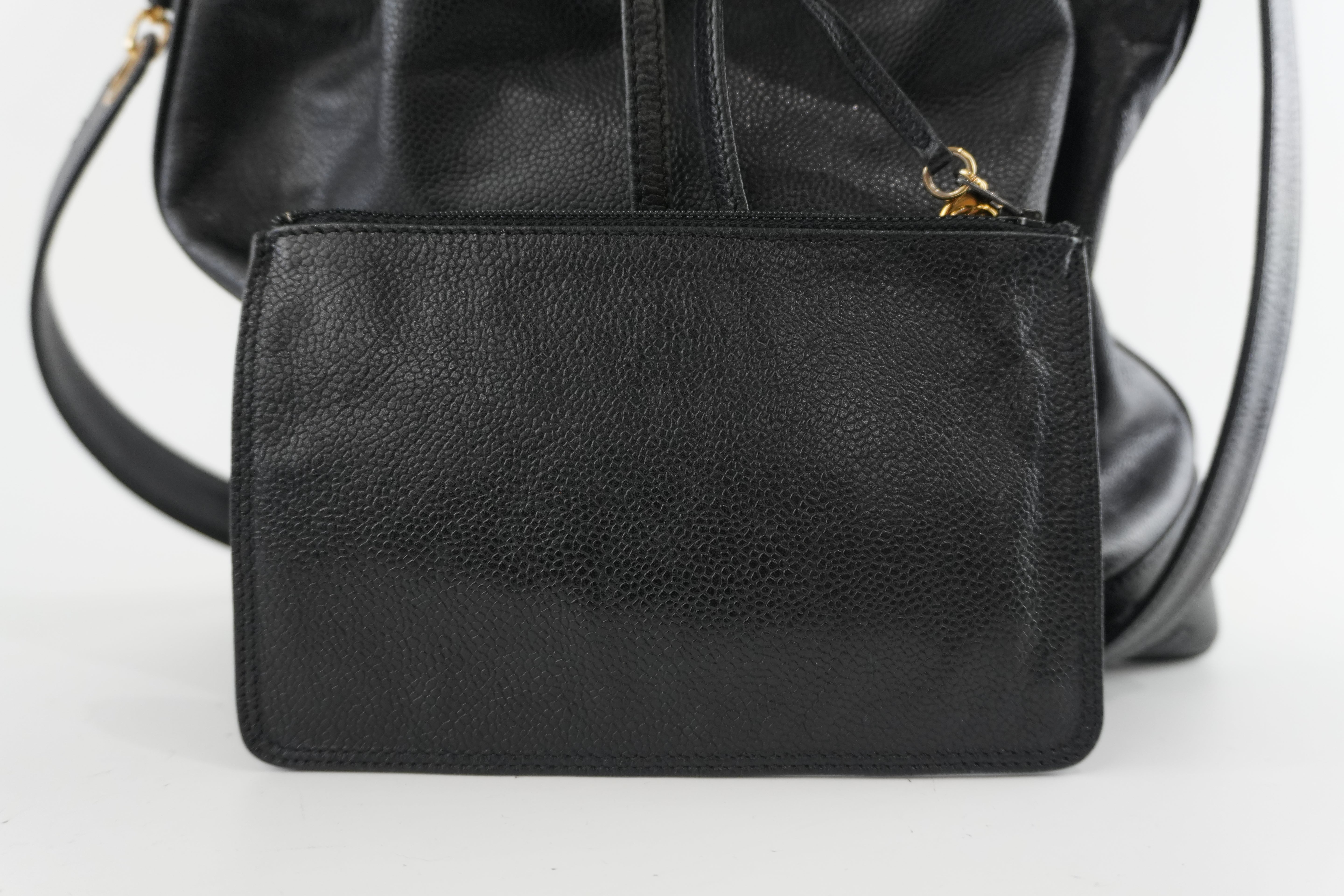 Chanel Caviar Shoulder Bucket Bag Black Used