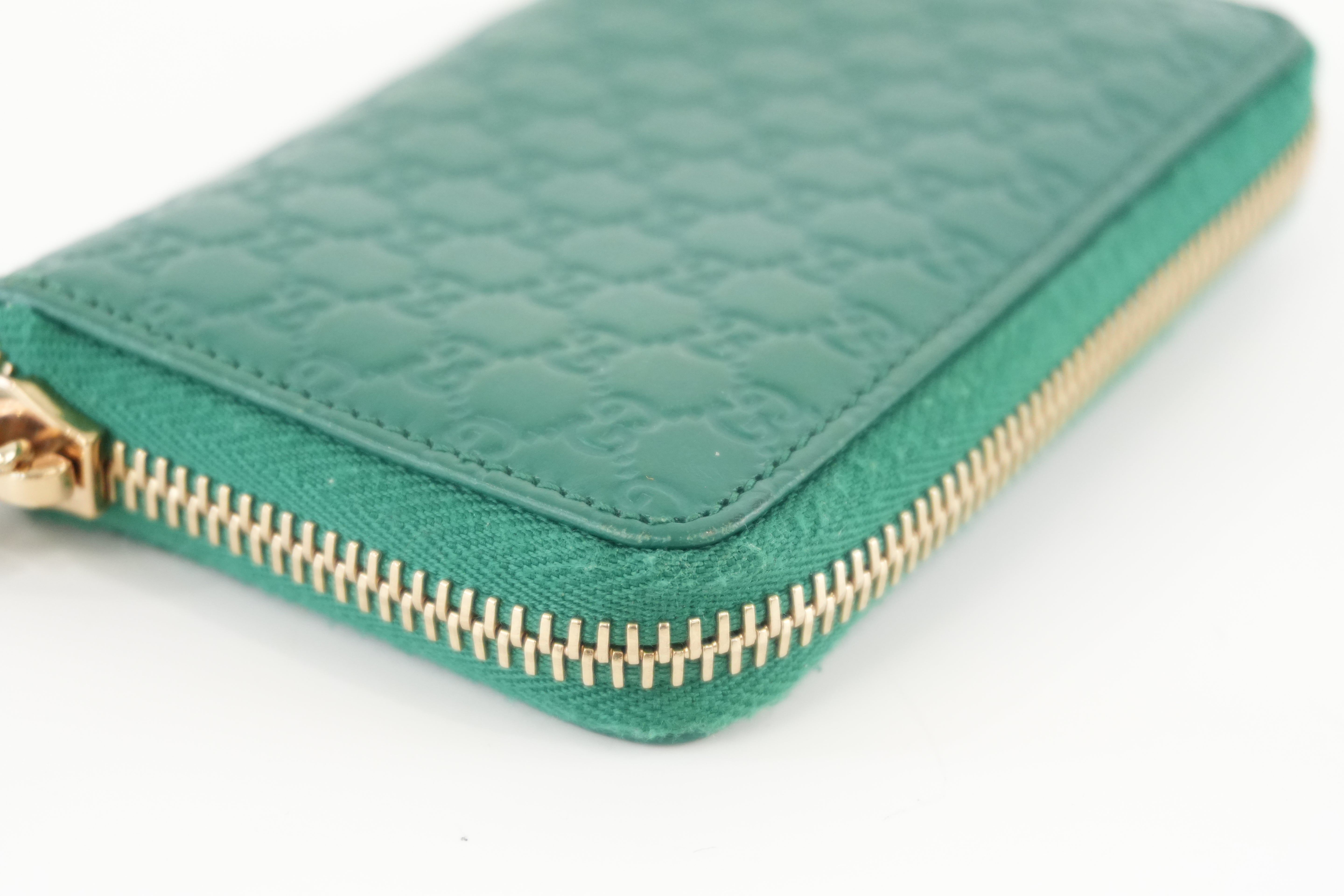 Gucci Zippy Coin Case Microguccisima Green Leather Used