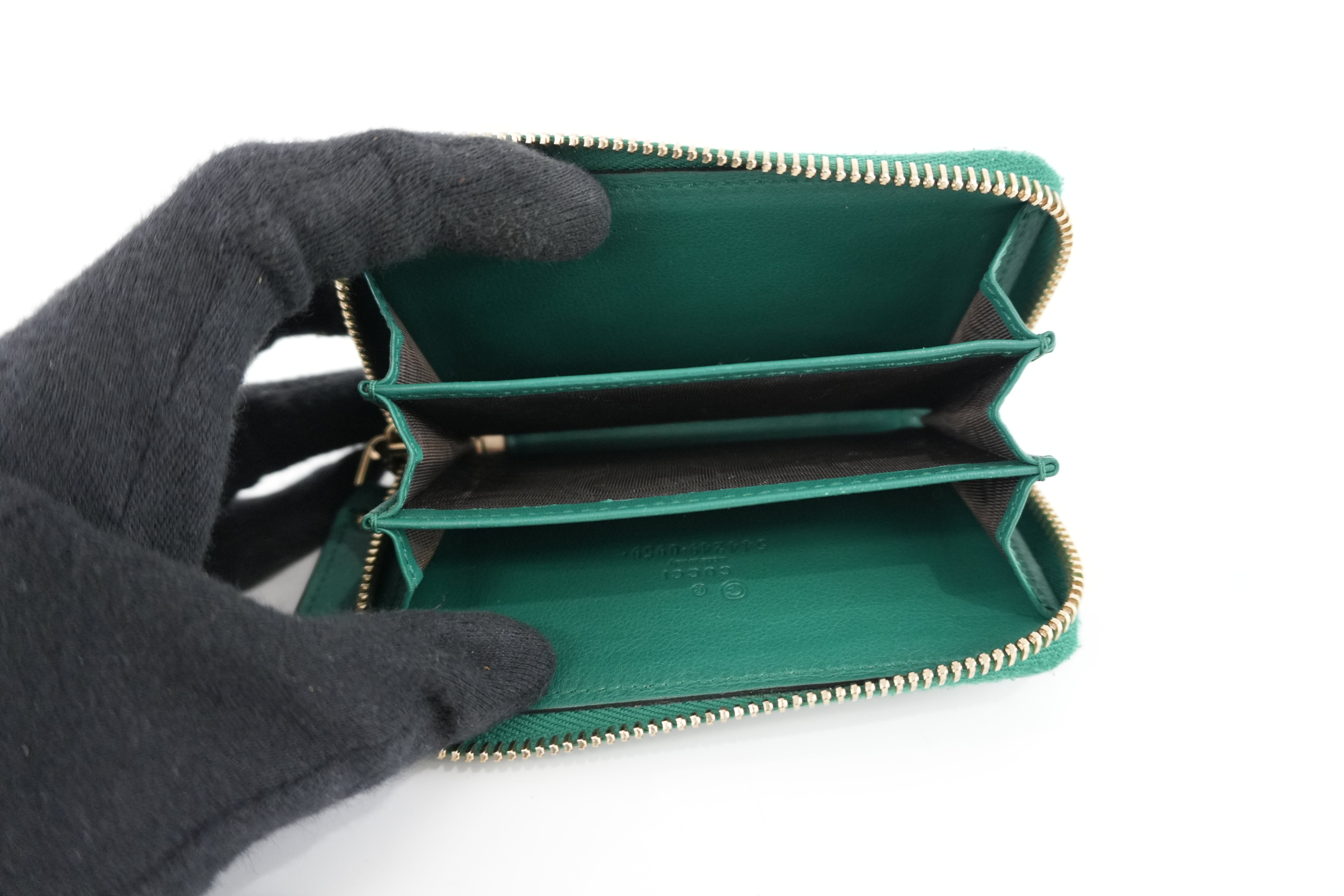 Gucci Zippy Coin Case Microguccisima Green Leather Used