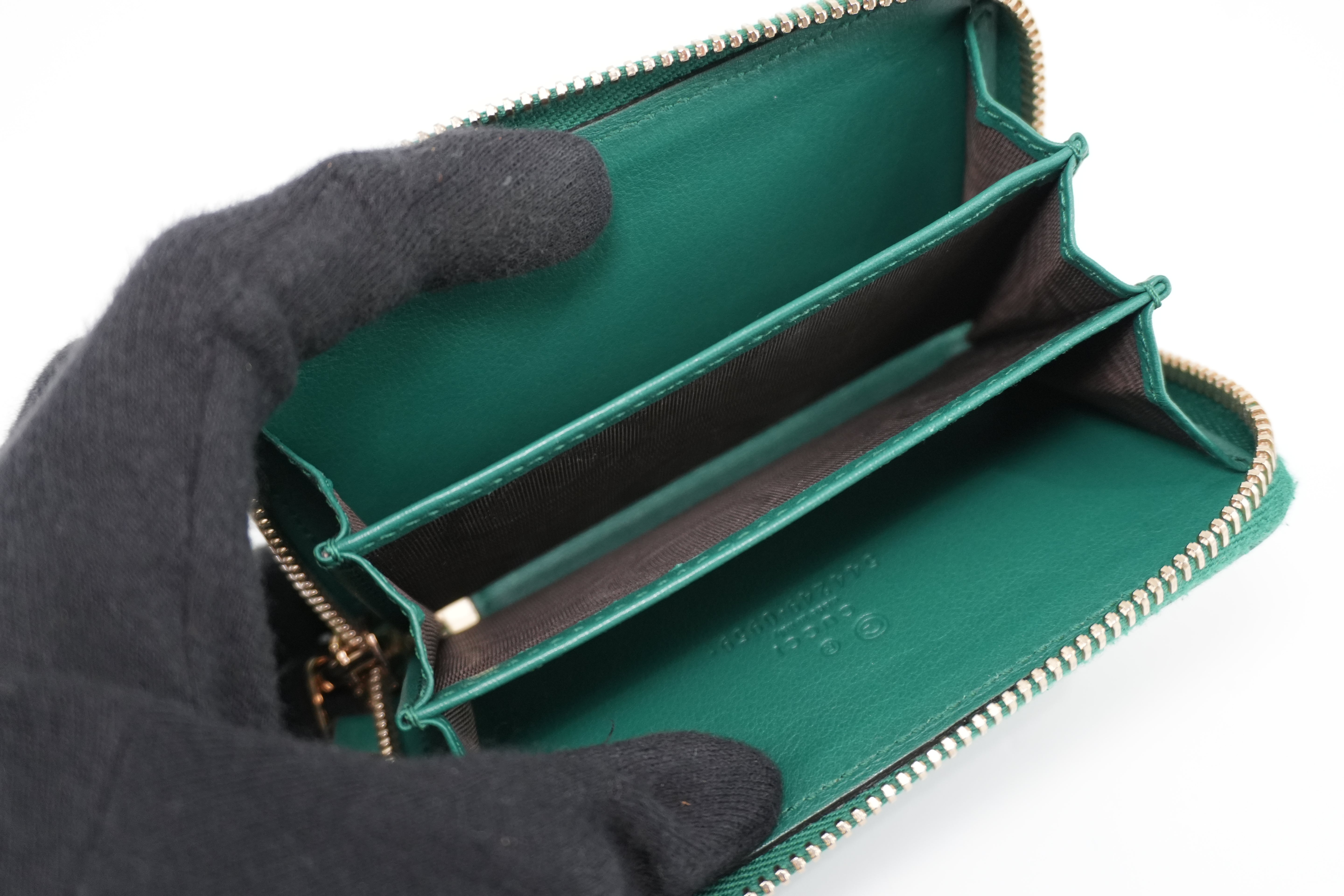 Gucci Zippy Coin Case Microguccisima Green Leather Used