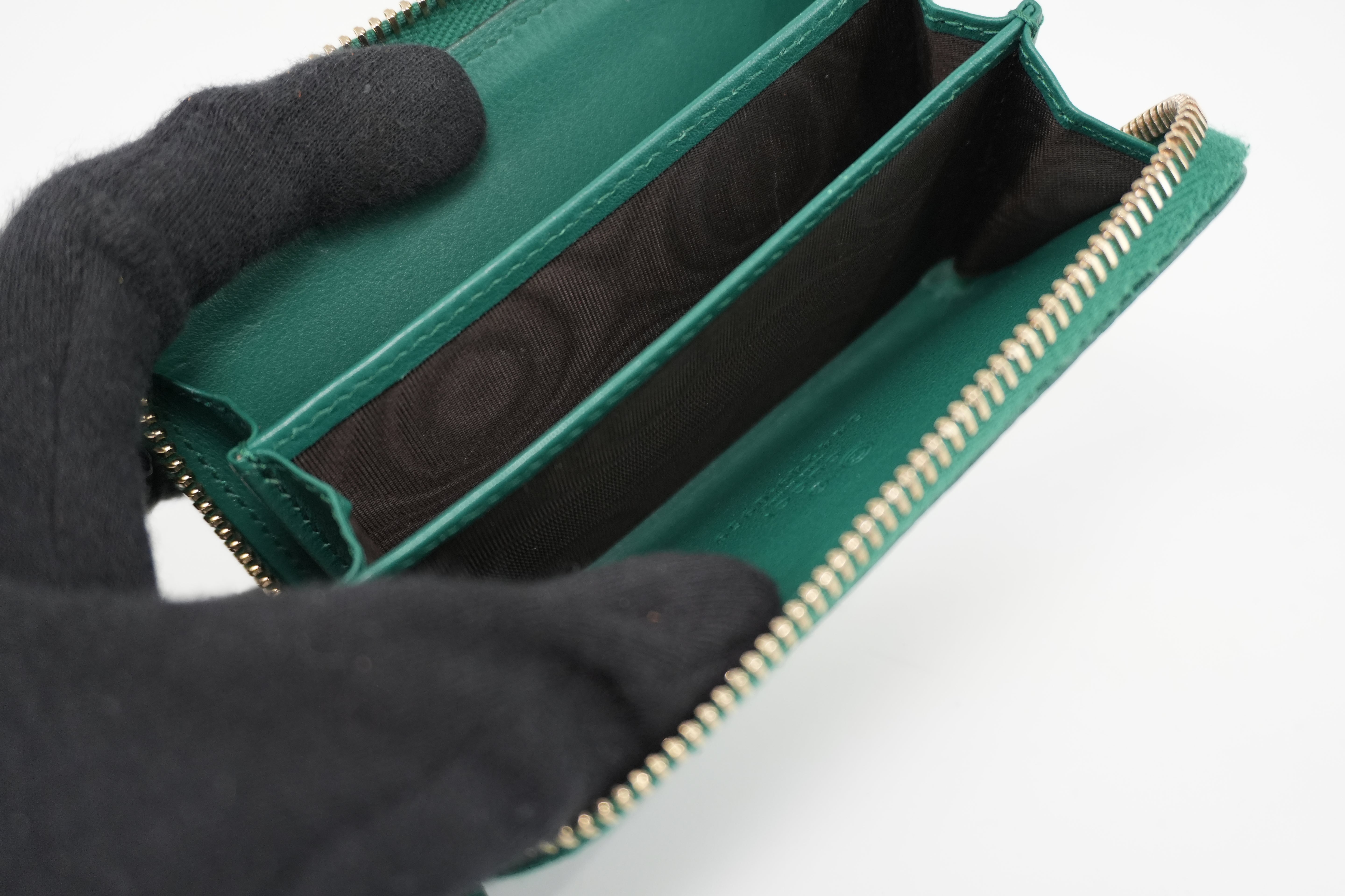 Gucci Zippy Coin Case Microguccisima Green Leather Used