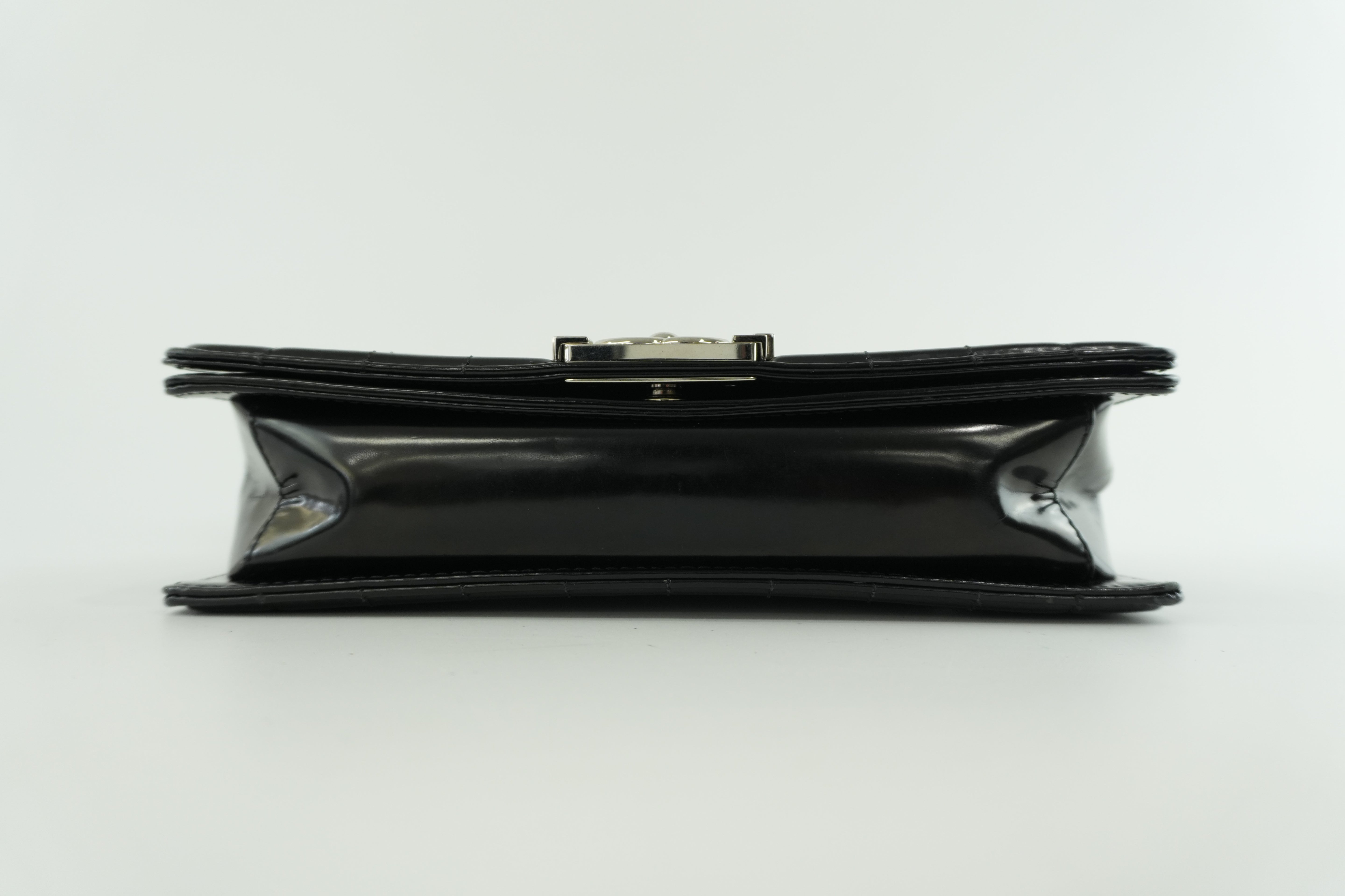 Chanel Shiny Calf Skin Boy Shoulder Bag Black Used