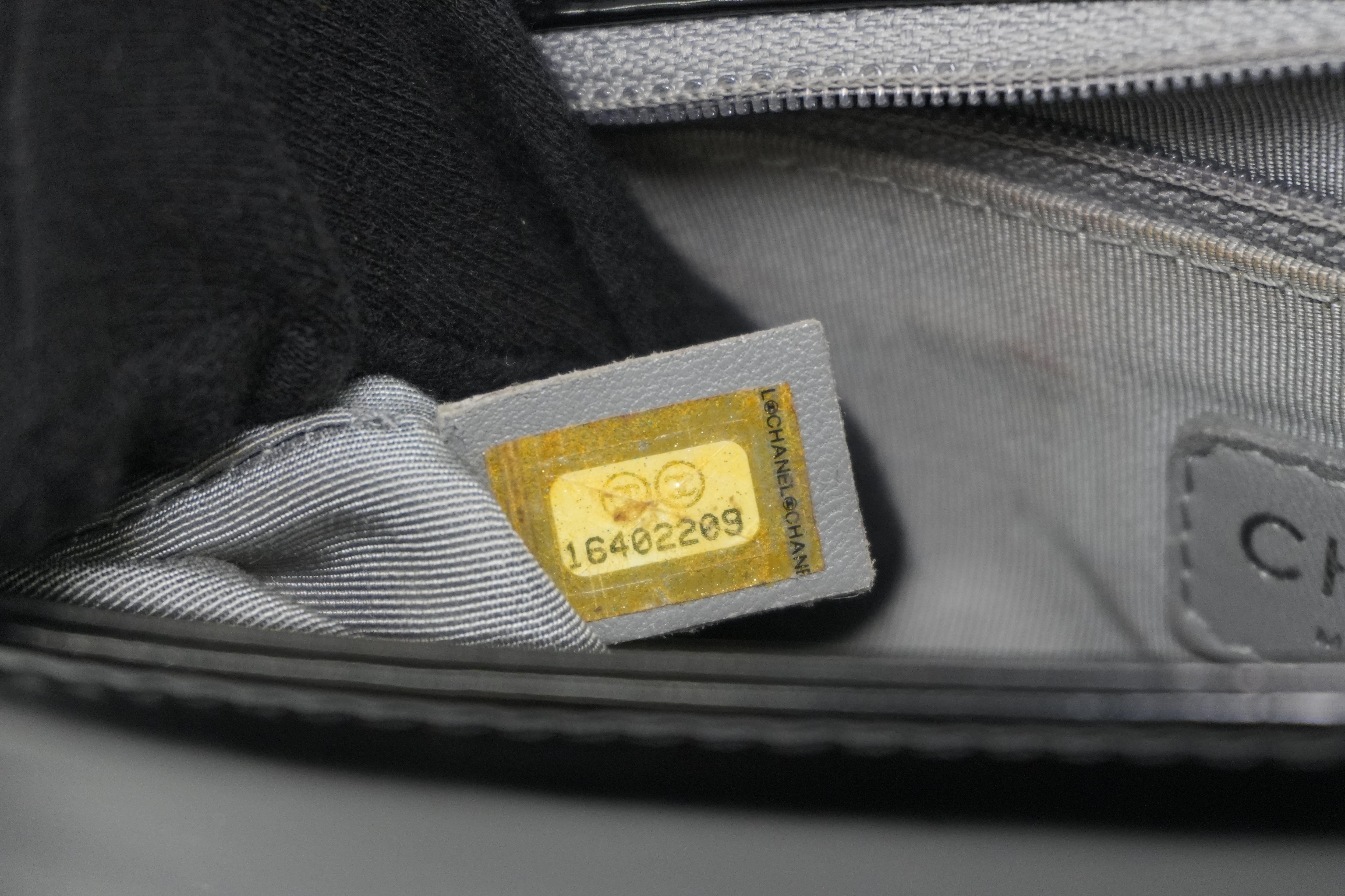 Chanel Shiny Calf Skin Boy Shoulder Bag Black Used