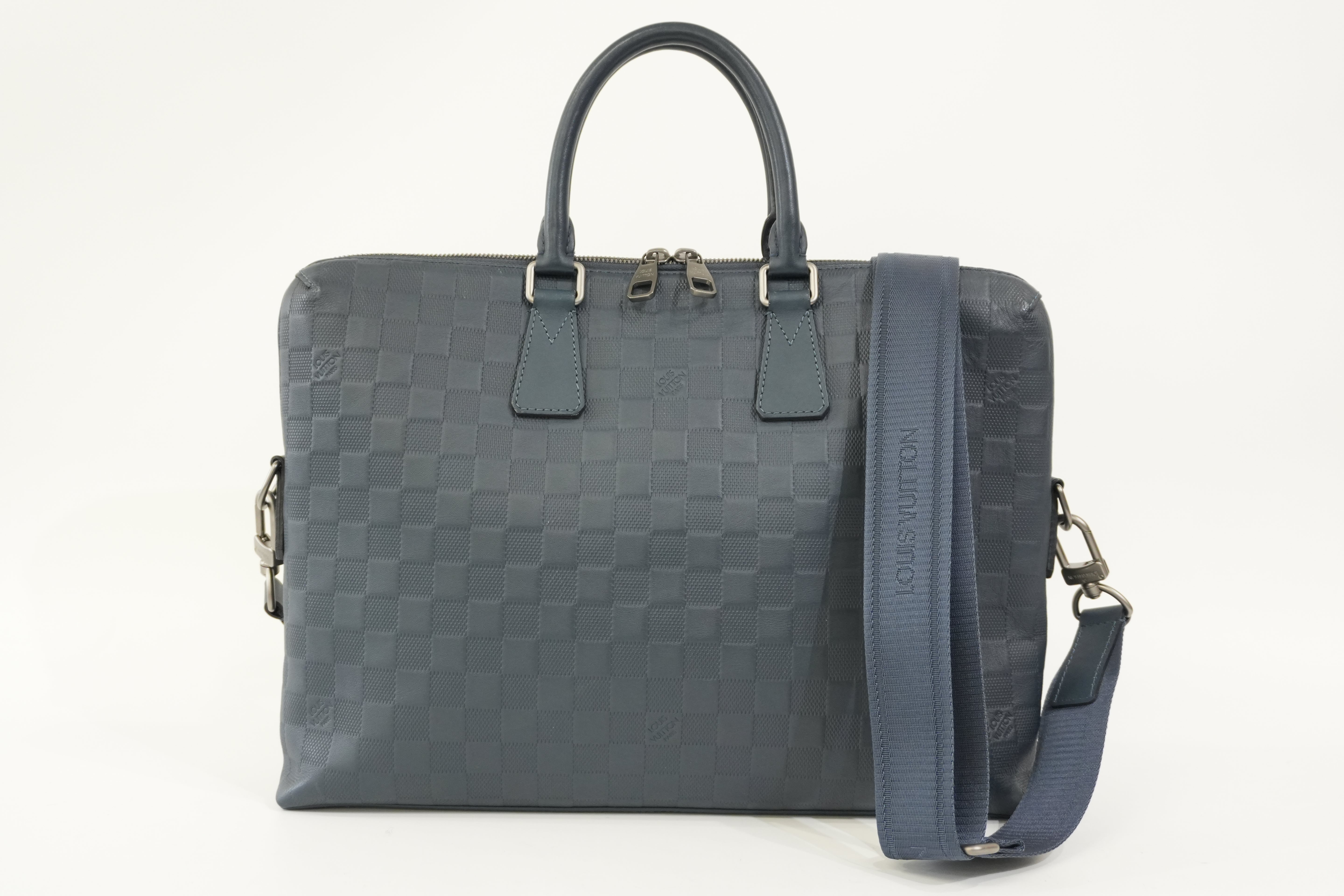 Pre-Owned Louis Vuitton Porte Documents Jour Two-Way Briefcase Bag Blue