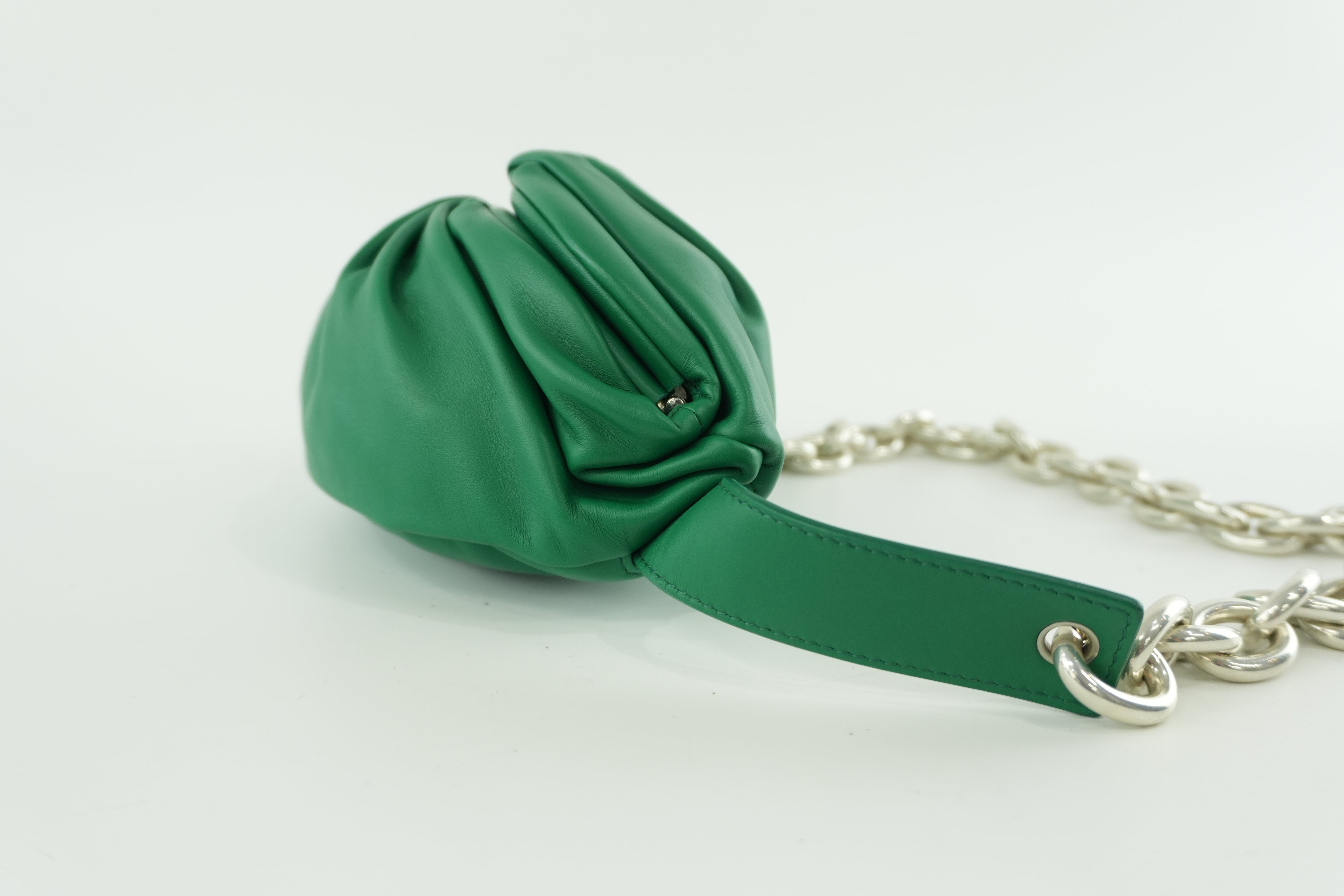 Pre-owned Bottega Veneta Leather Chain Shoulder Bag Green