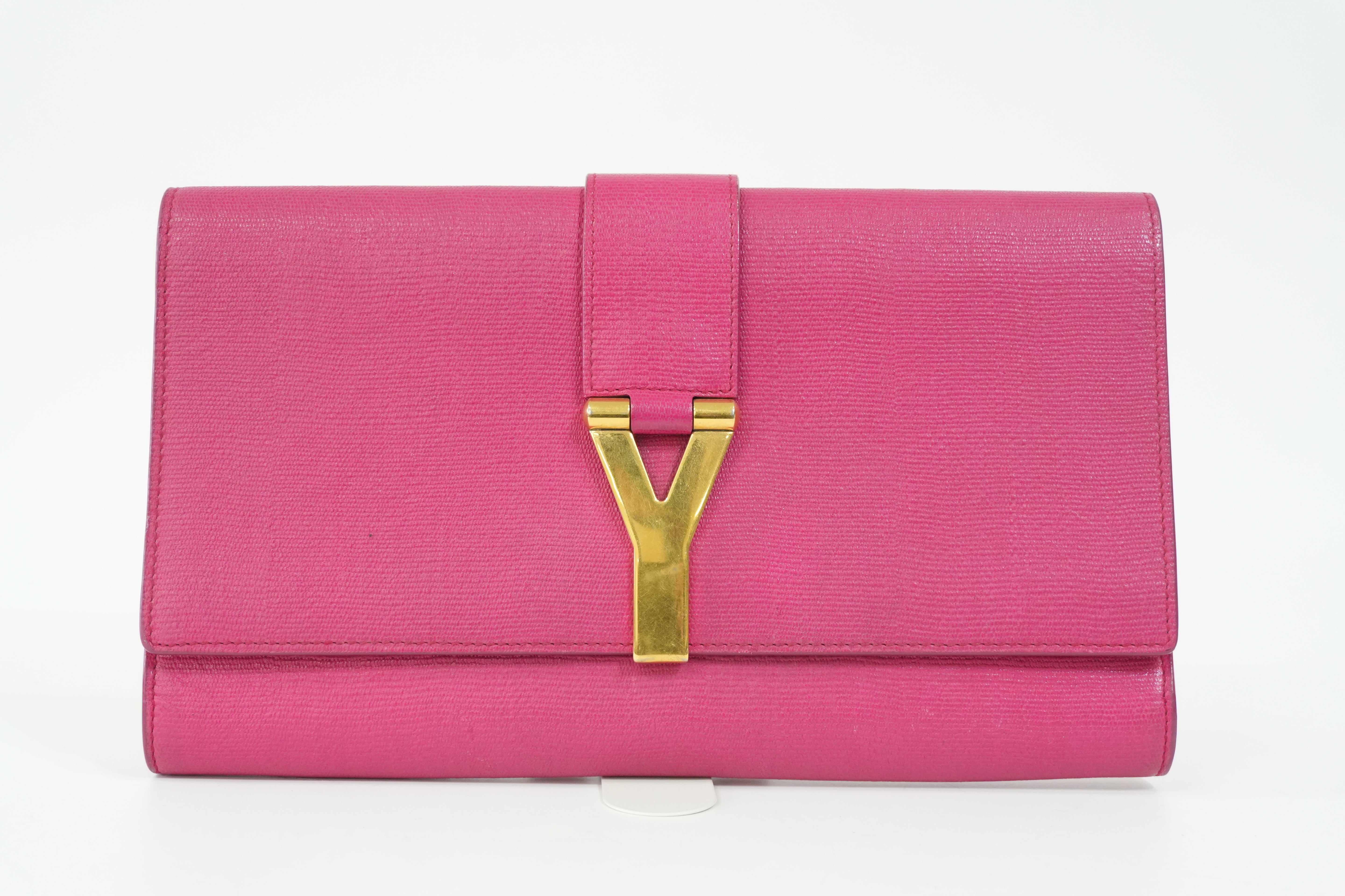 Pre-Owned Yves Saint Laurent Classic Chyc Y-Ligne Clutch Pink