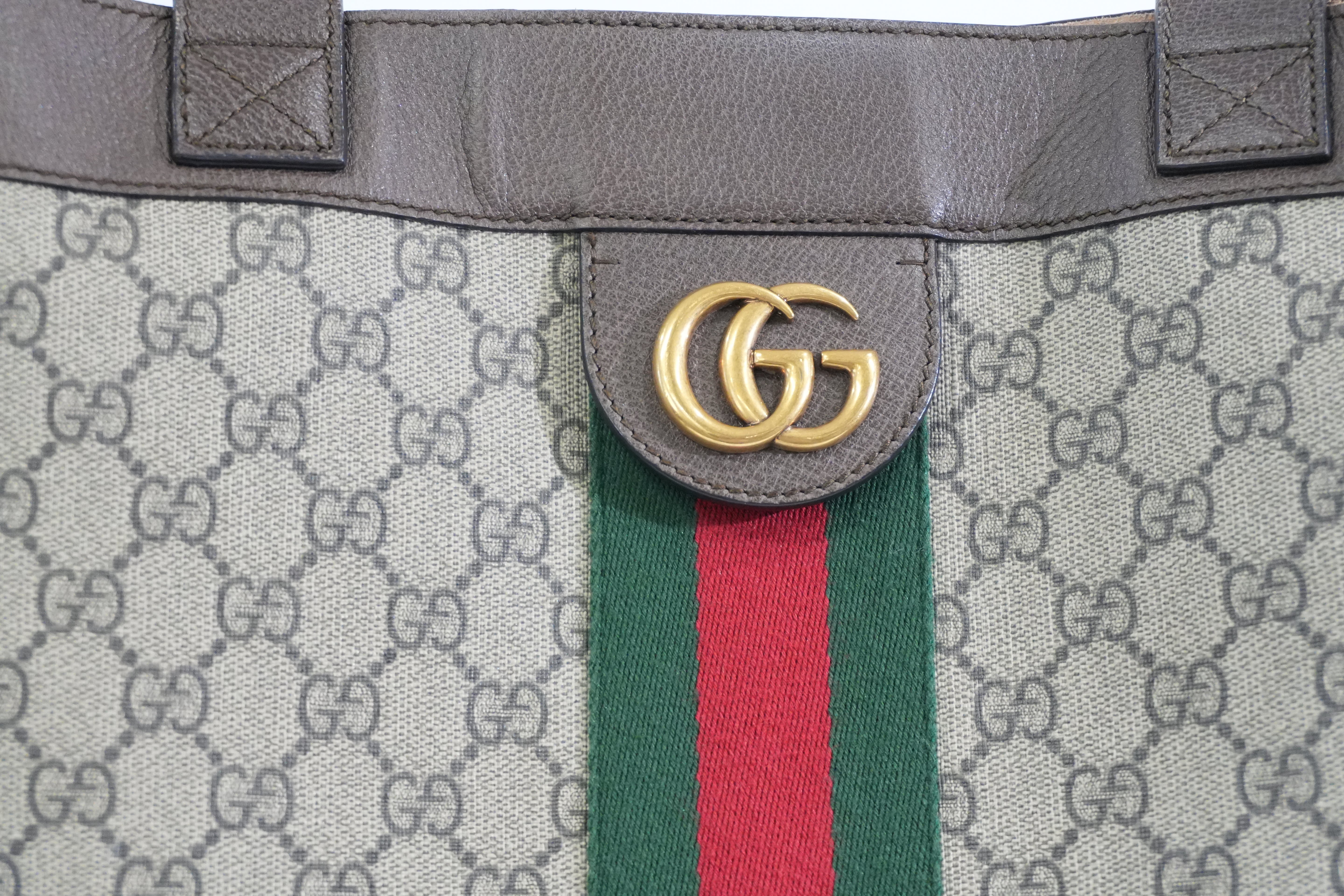 Pre-owned Gucci Ophidia Vertical Tote Bag Brown