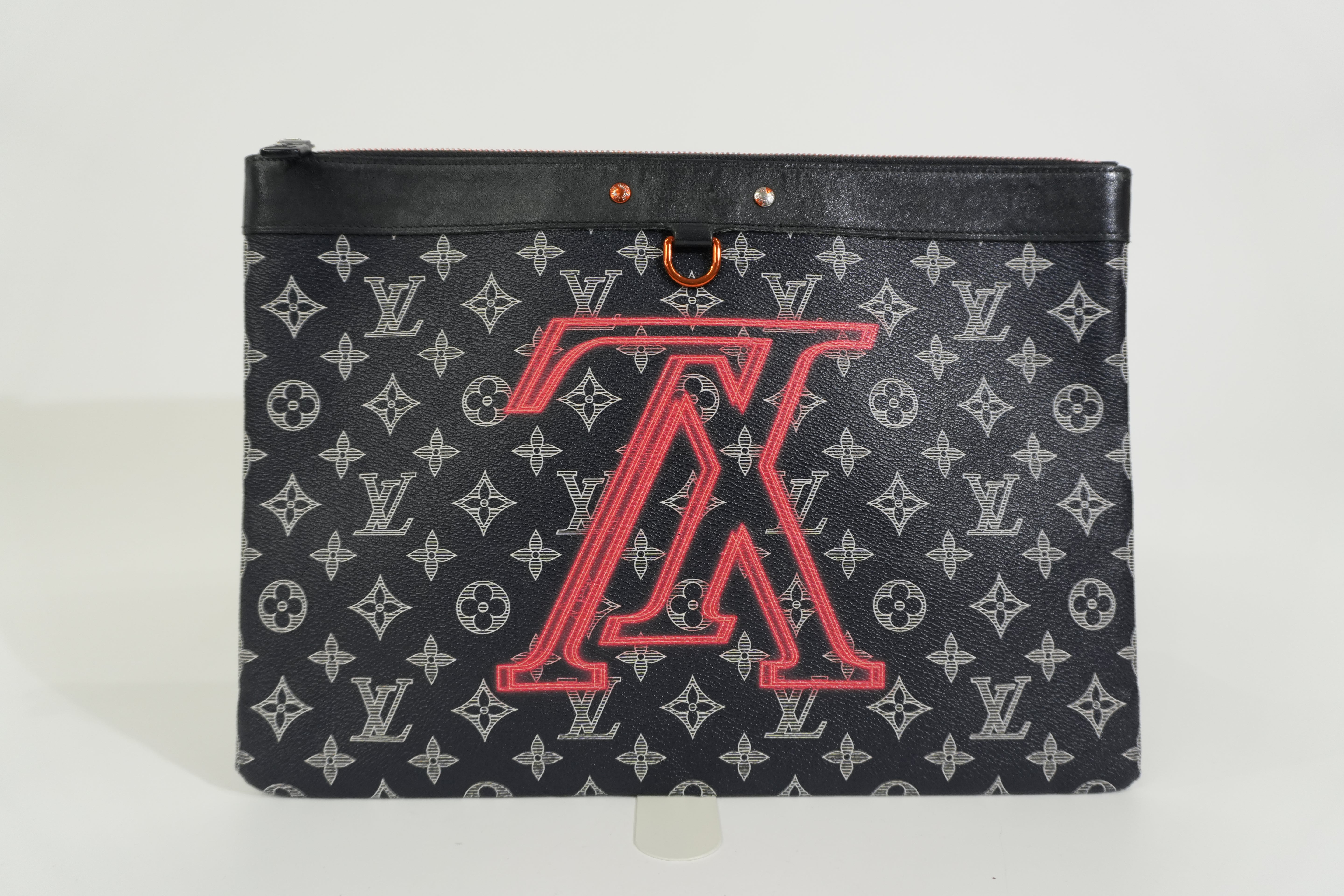 Pre-owned Louis Vuitton Monogram Ink Upside Down Pochette Apollo GM Clutch Bag Navy Blue