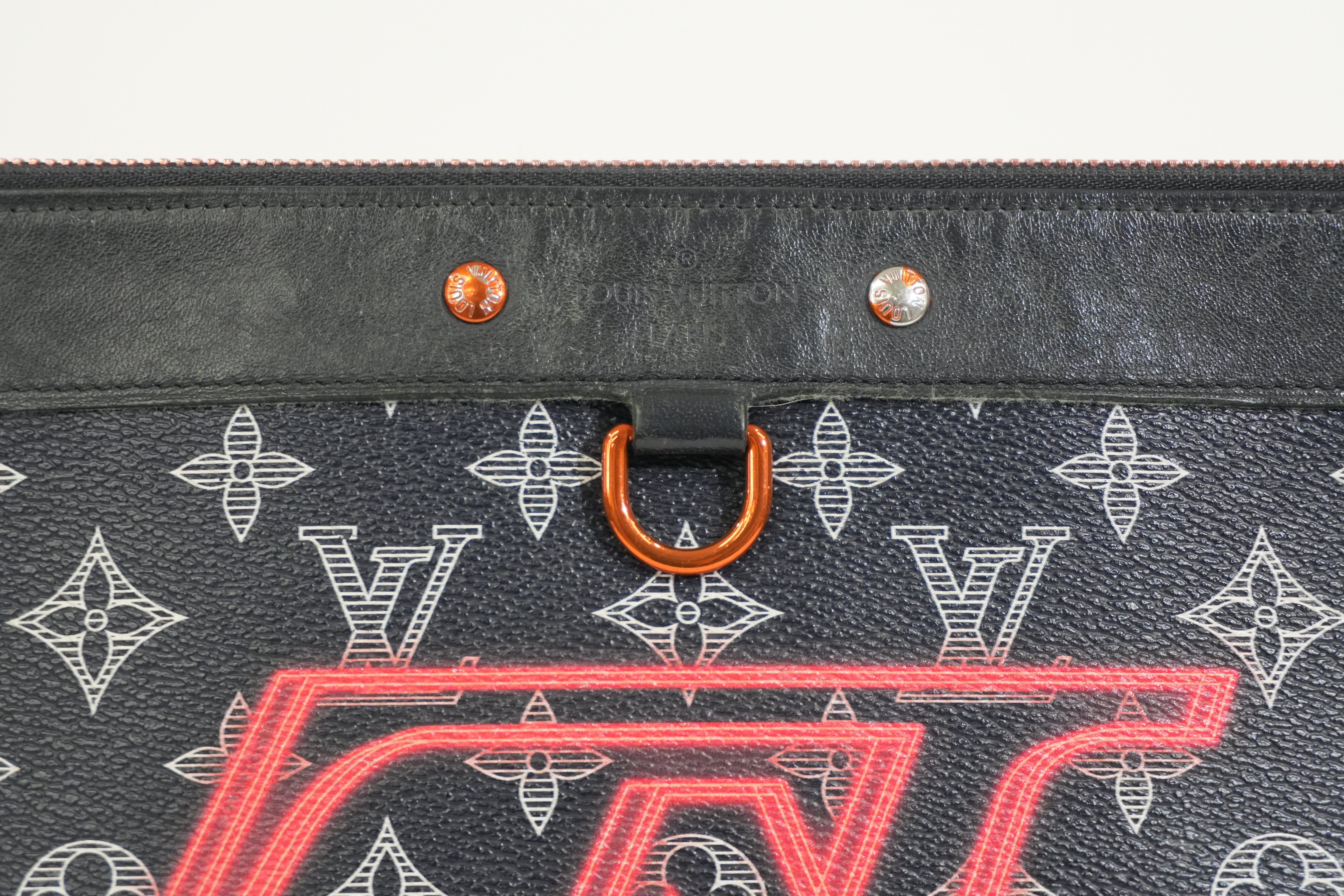 Pre-owned Louis Vuitton Monogram Ink Upside Down Pochette Apollo GM Clutch Bag Navy Blue