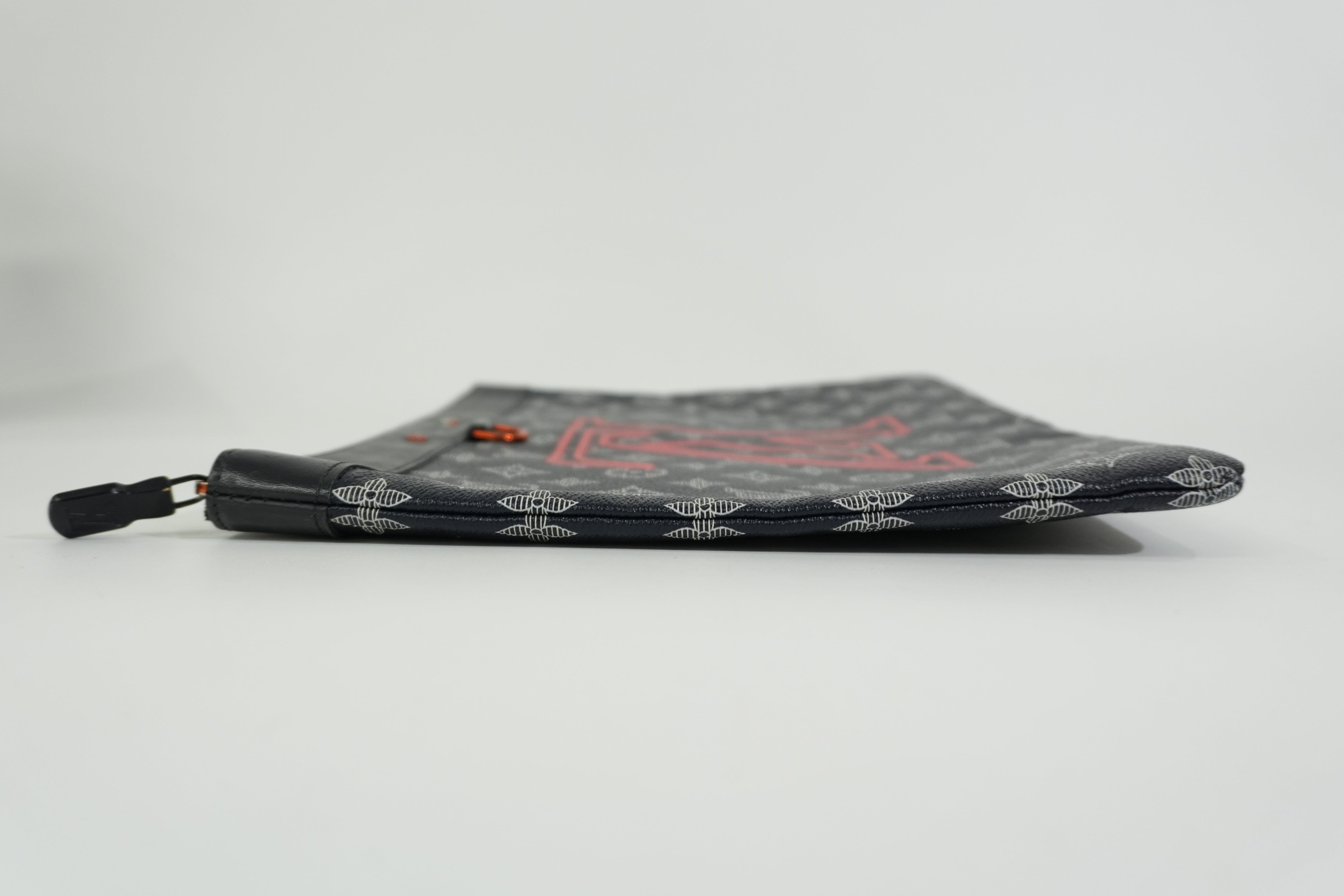 Pre-owned Louis Vuitton Monogram Ink Upside Down Pochette Apollo GM Clutch Bag Navy Blue