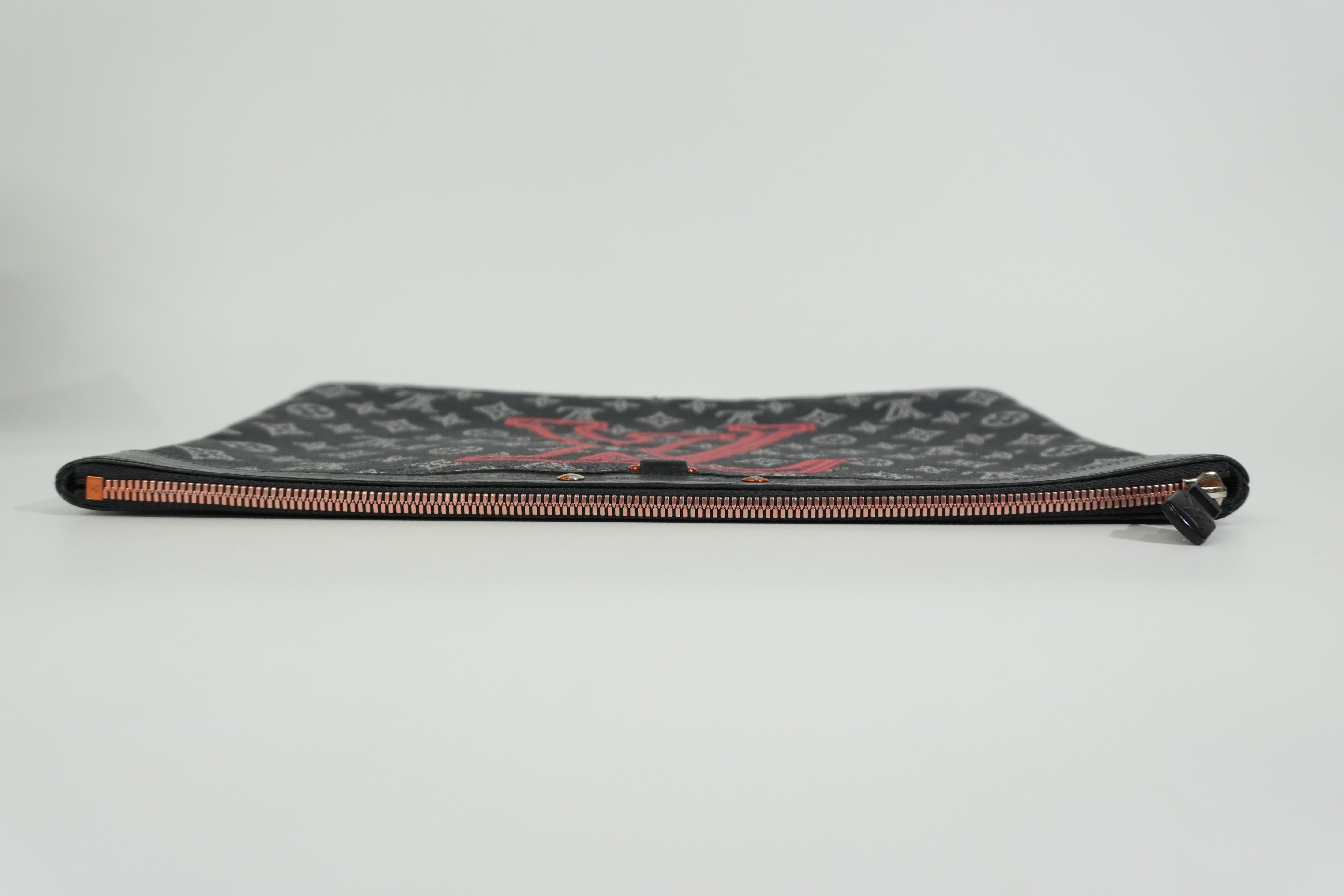 Pre-owned Louis Vuitton Monogram Ink Upside Down Pochette Apollo GM Clutch Bag Navy Blue