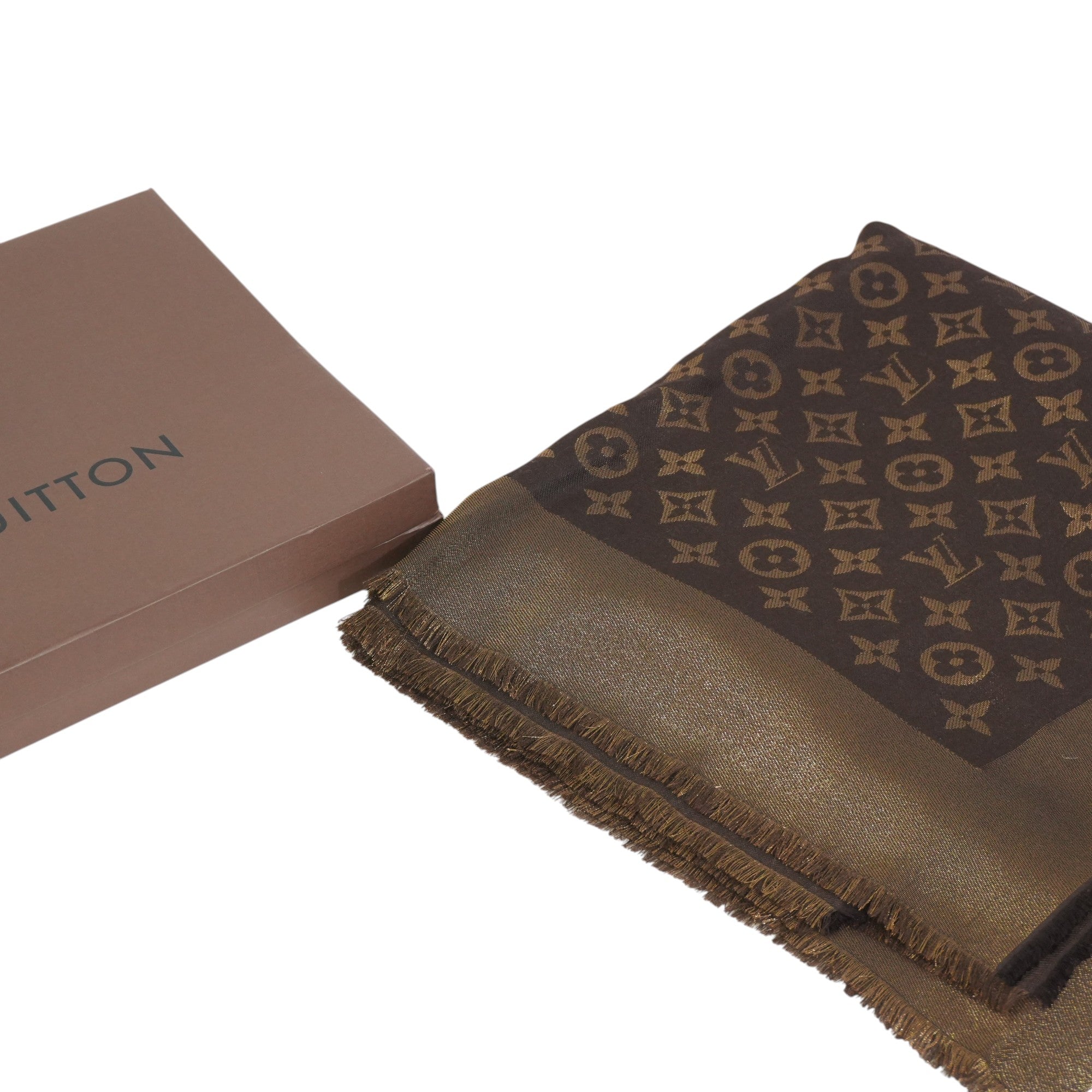 Pre-owned Louis Vuitton Monogram Scarf Brown