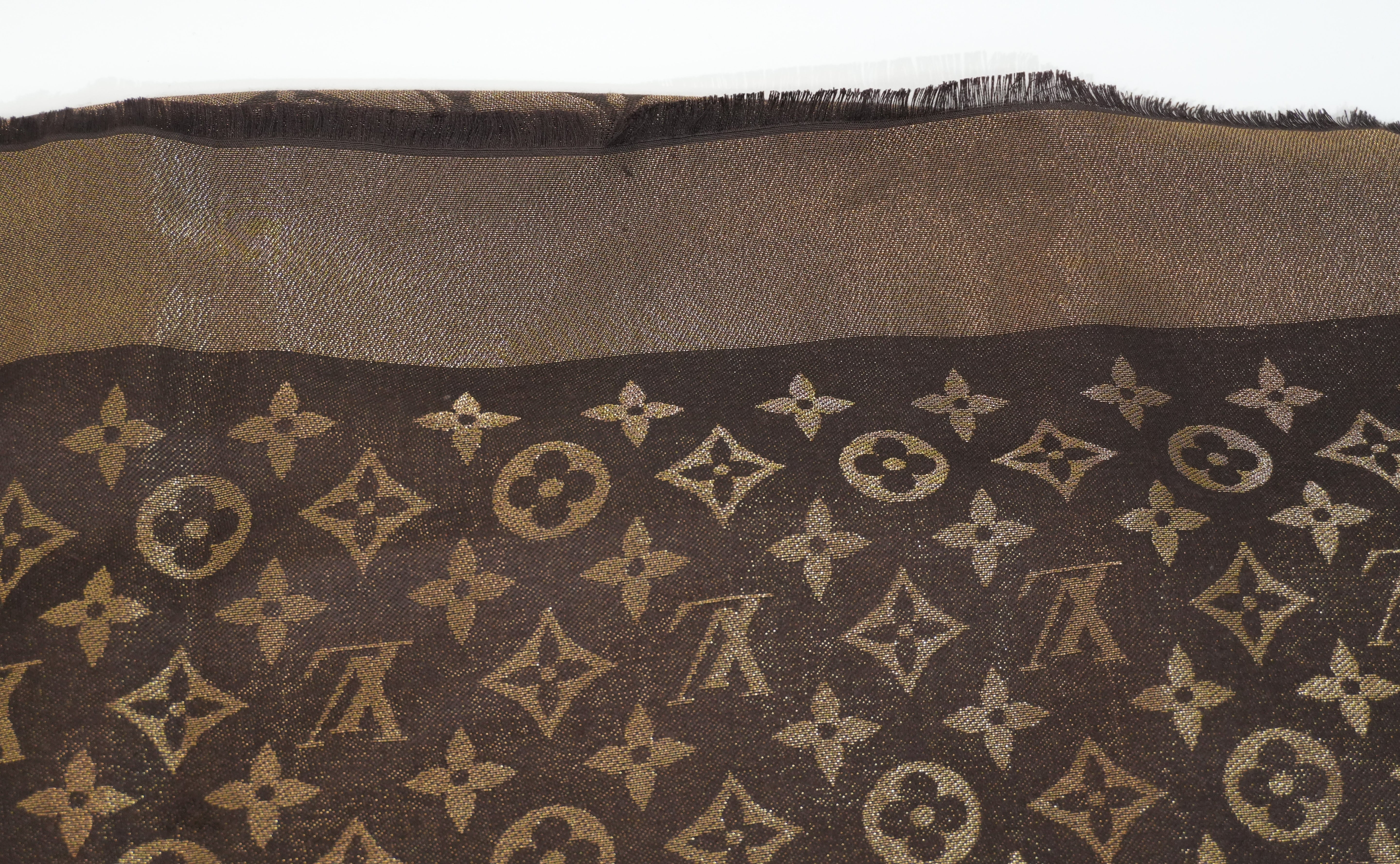 Pre-owned Louis Vuitton Monogram Scarf Brown