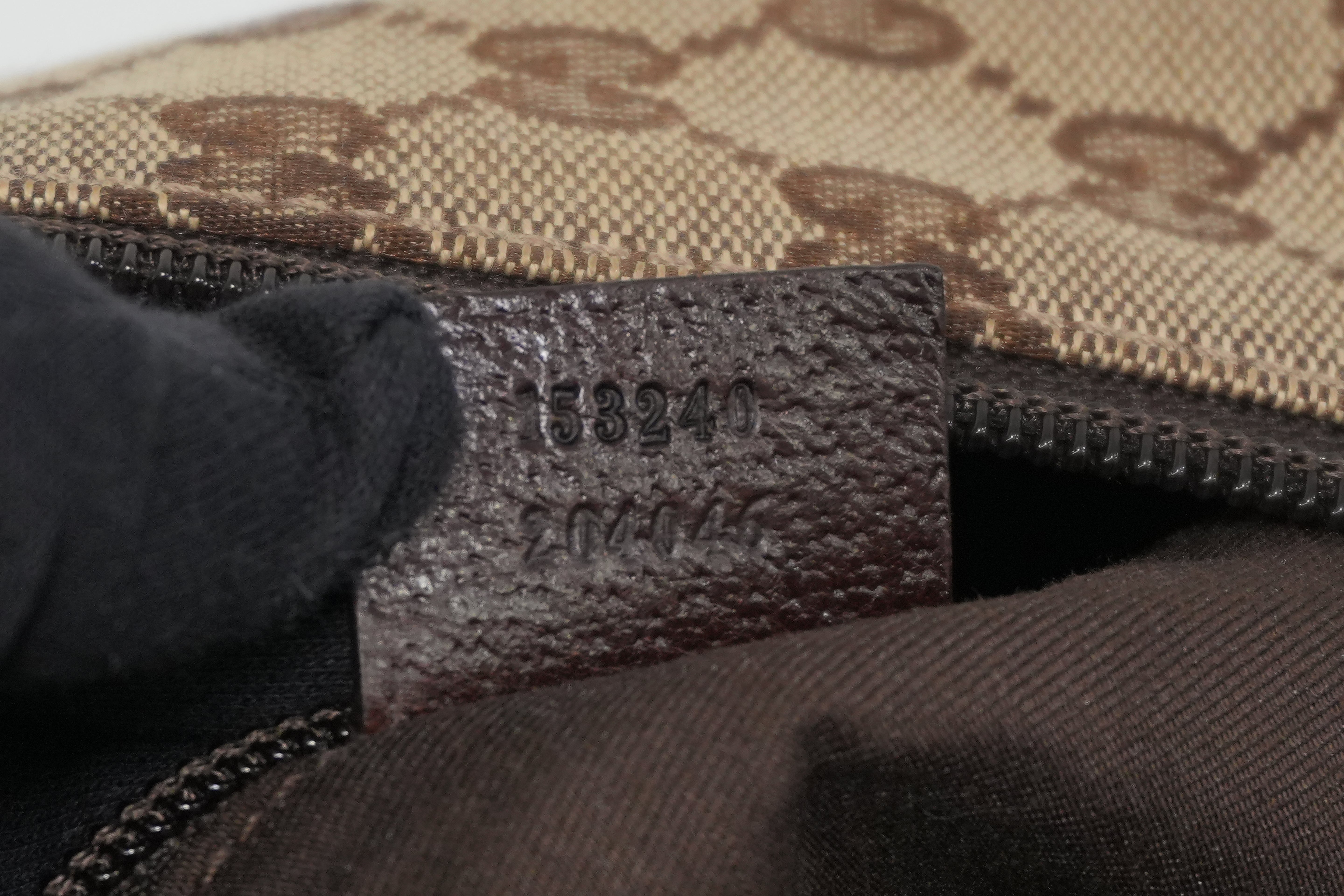 Pre-Owned Gucci Fabric Canvas Web Sherryline Duffle Bag Brown