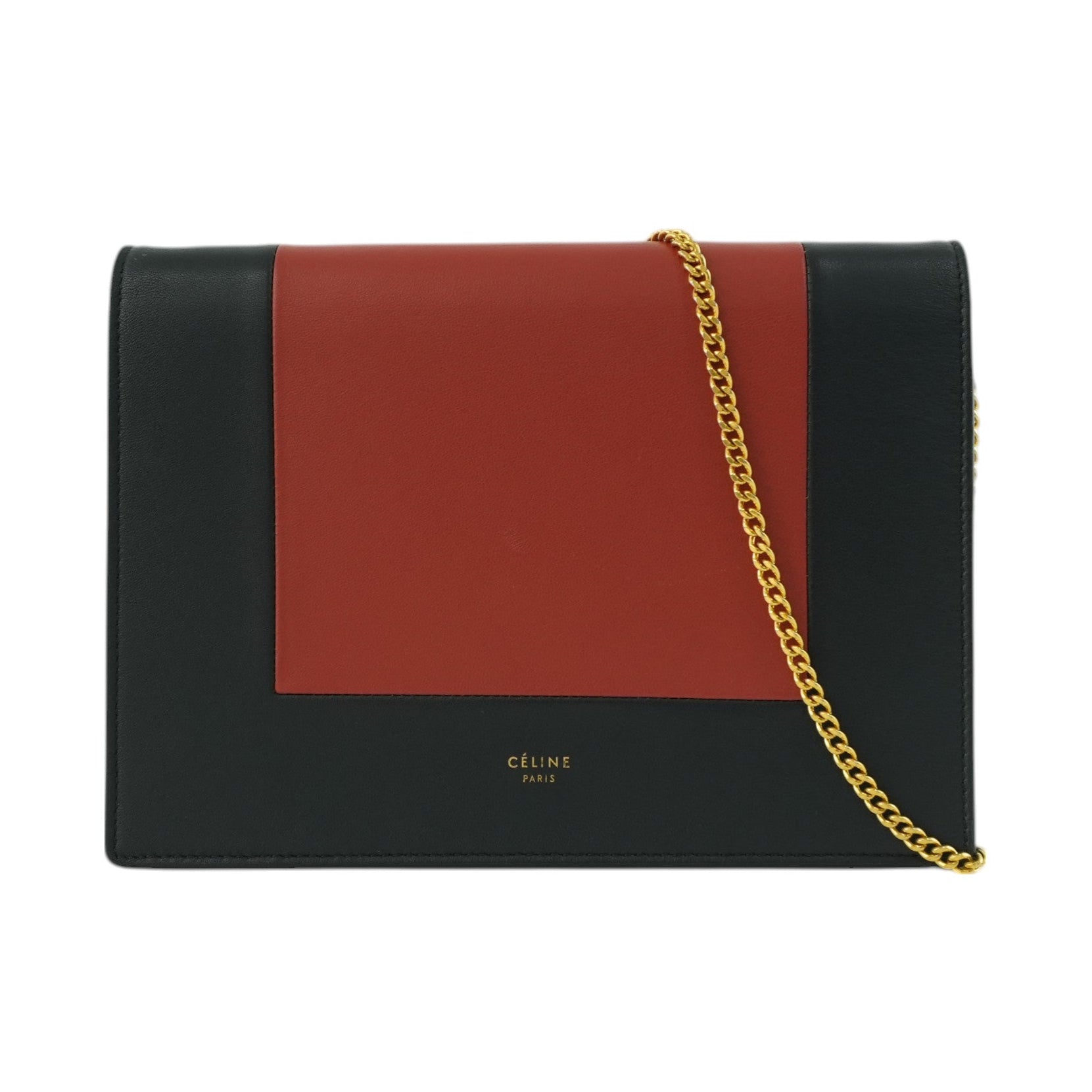 Pre-owned Celine Leather Chain Shoulder Bag Pouch Red and Blue