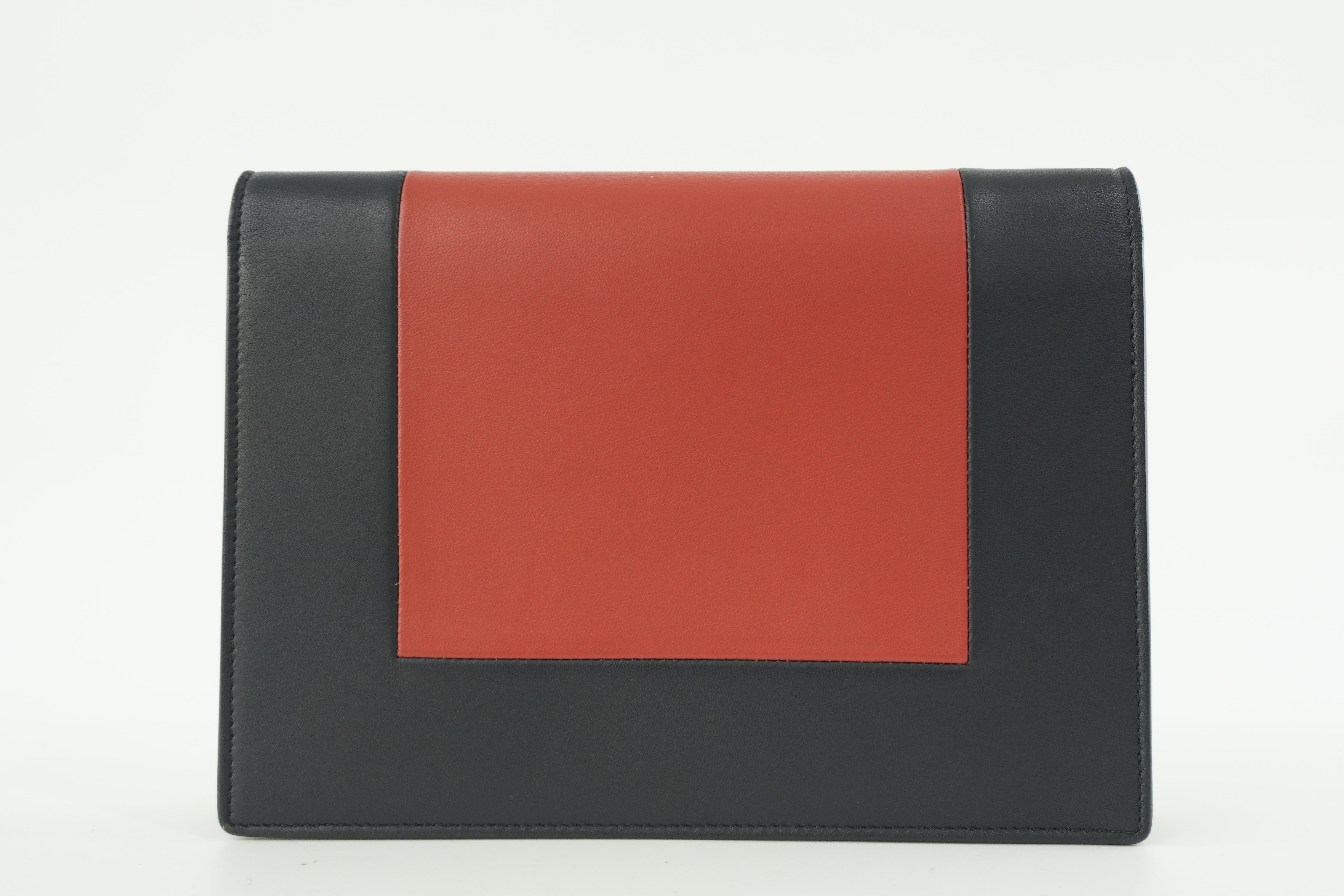 Pre-owned Celine Leather Chain Shoulder Bag Pouch Red and Blue