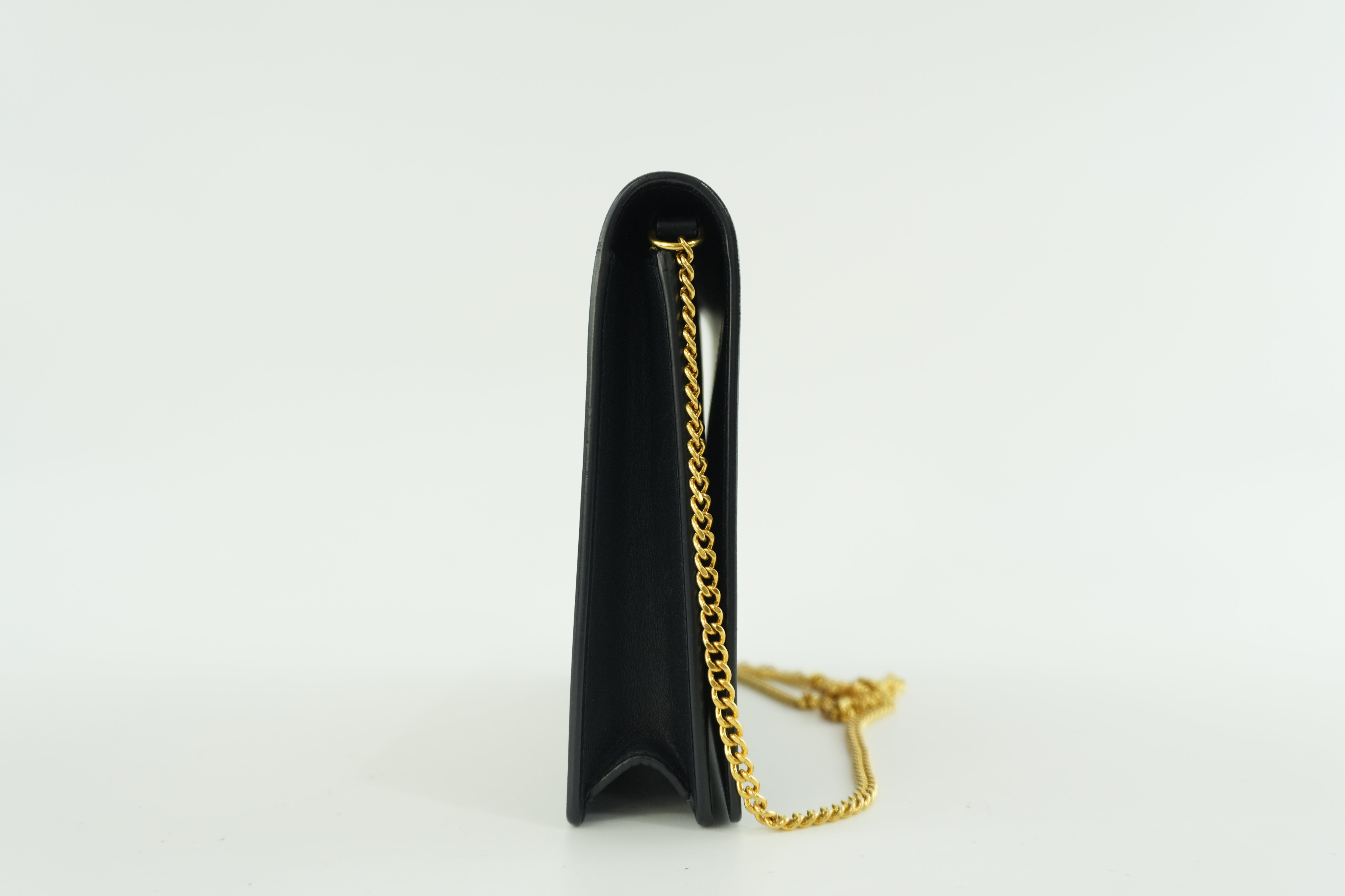 Pre-owned Celine Leather Chain Shoulder Bag Pouch Red and Blue