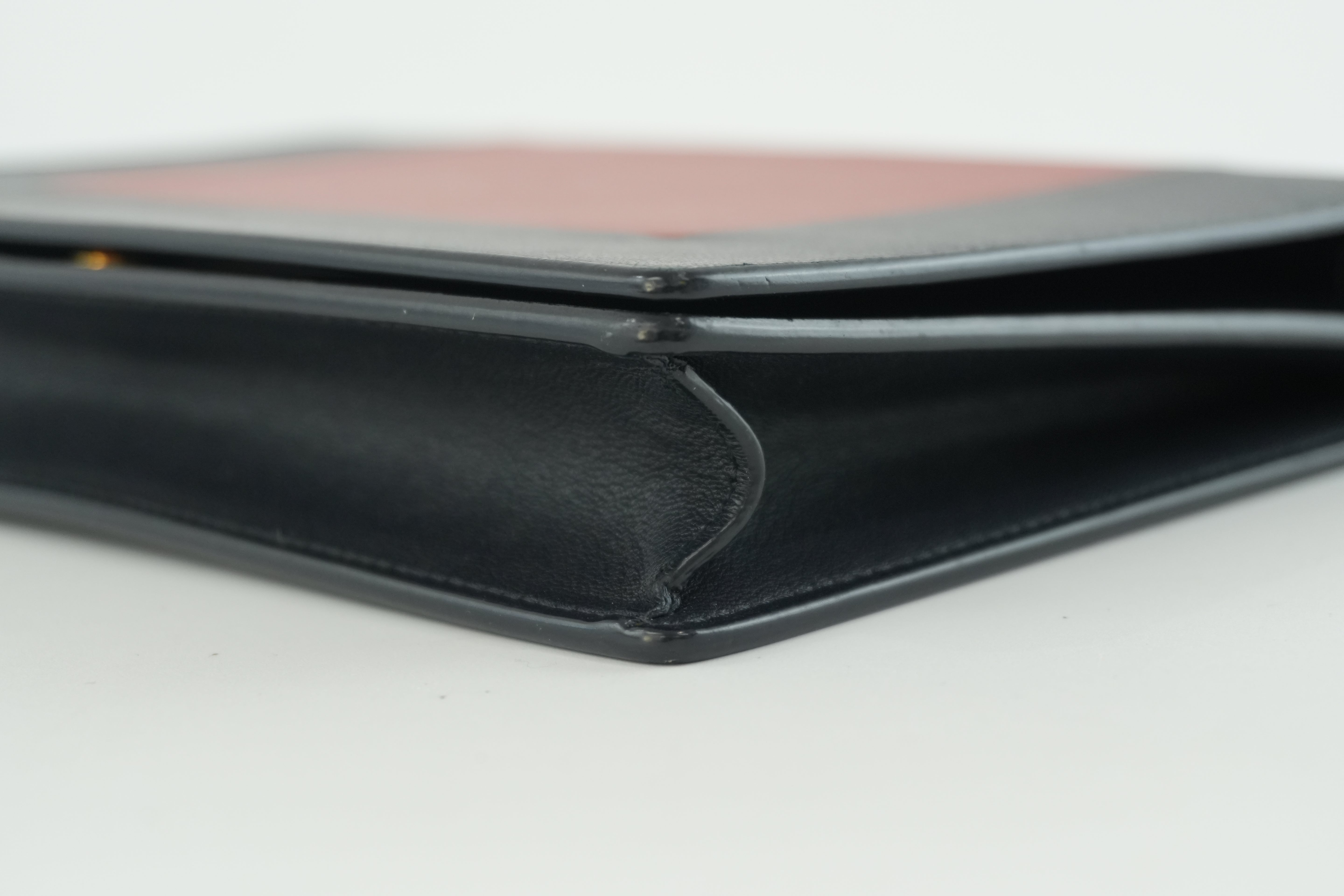 Pre-owned Celine Leather Chain Shoulder Bag Pouch Red and Blue