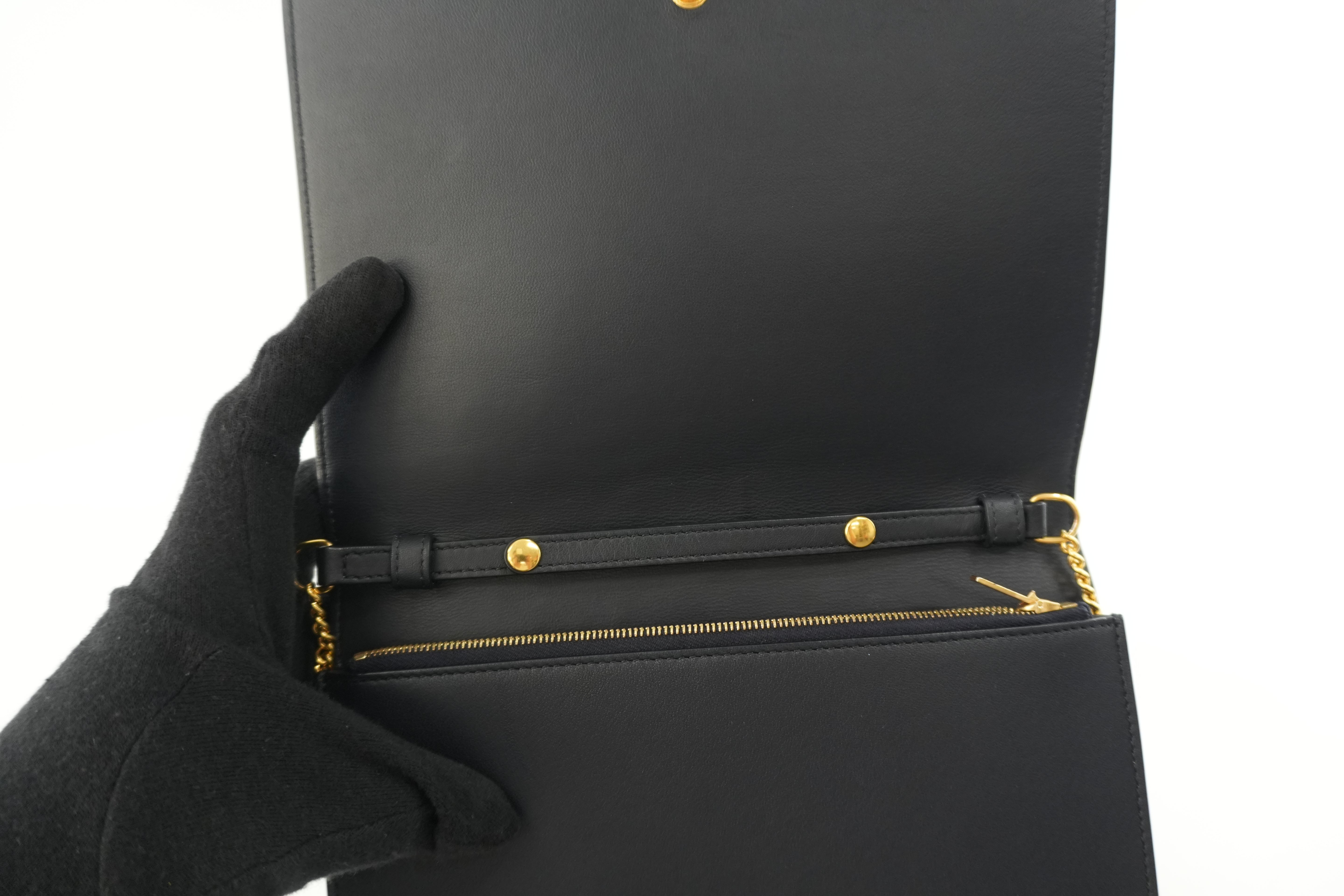 Pre-owned Celine Leather Chain Shoulder Bag Pouch Red and Blue