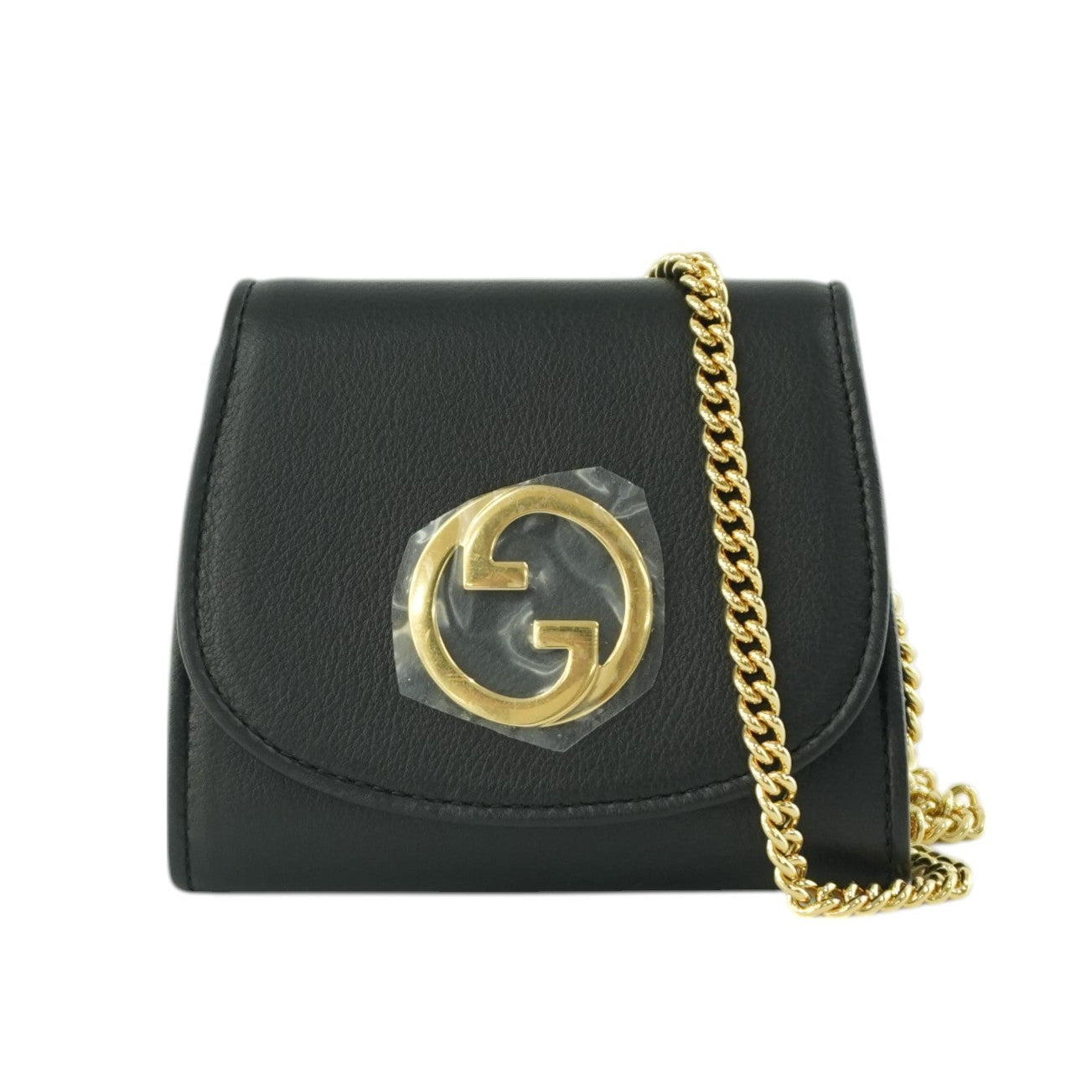 Pre-owned Gucci Leather Chain Shoulder Small Pouch Black
