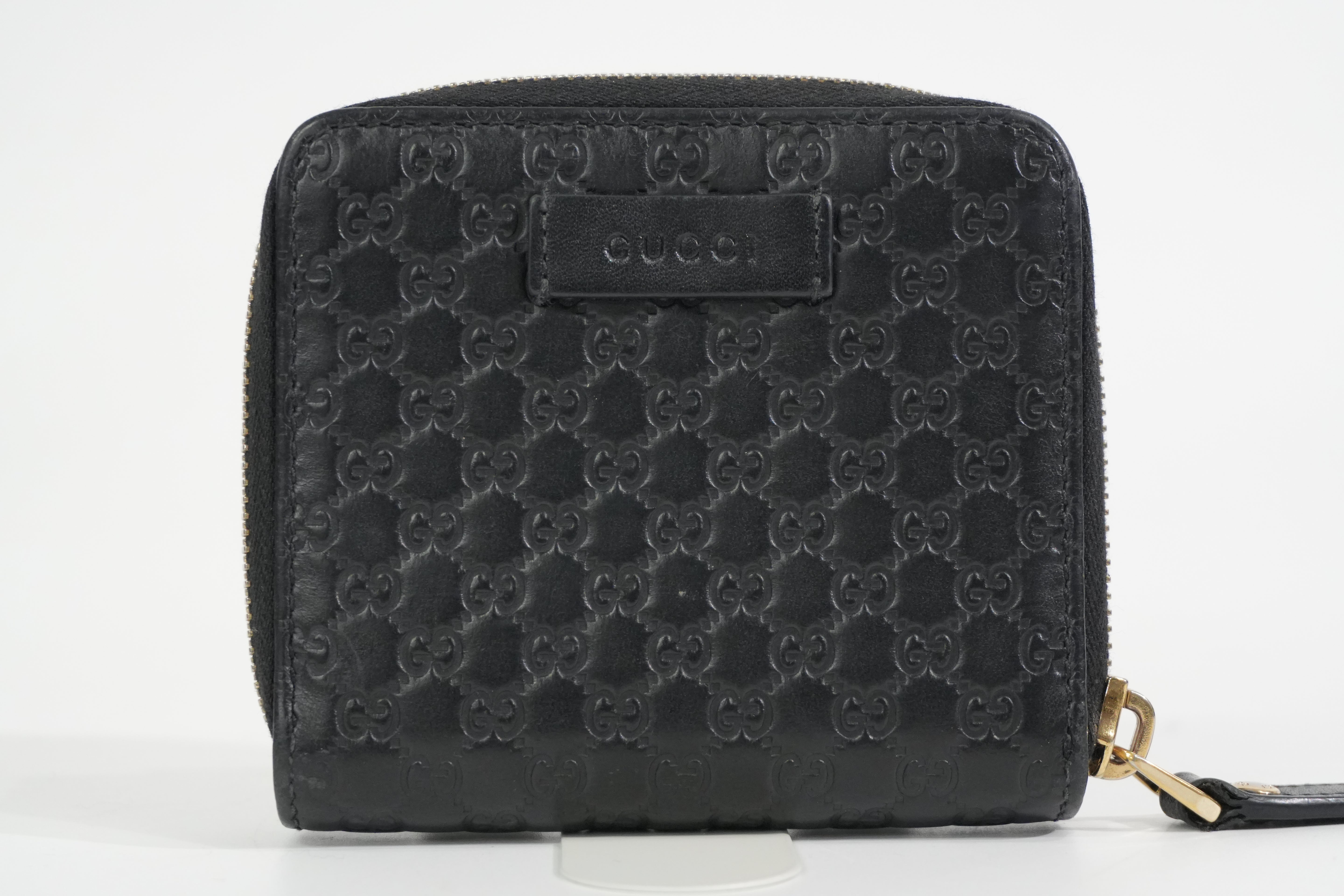 Pre-owned Gucci Microguccisima Compact Wallet Black