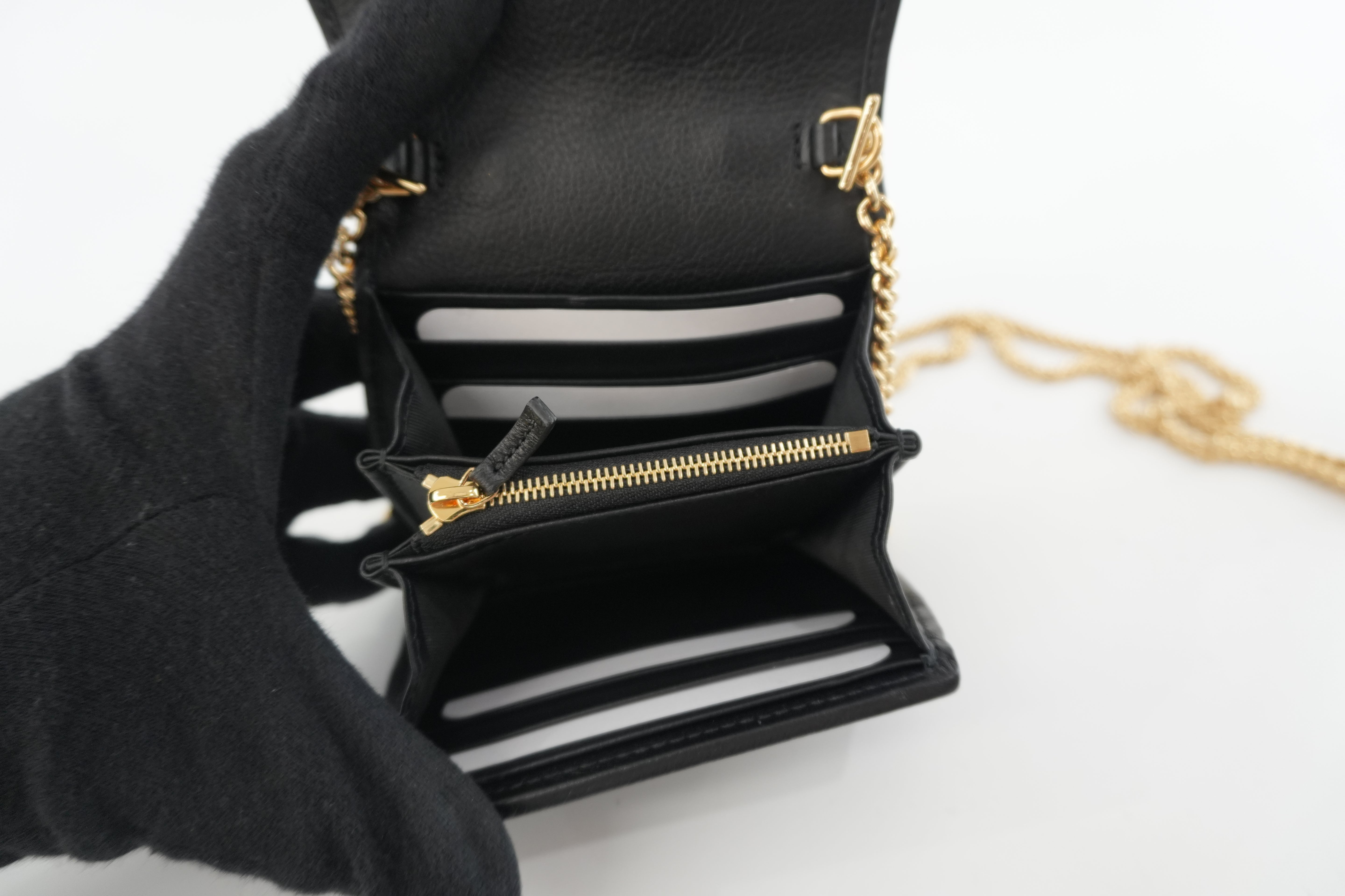 Pre-owned Gucci Leather Chain Shoulder Small Pouch Black