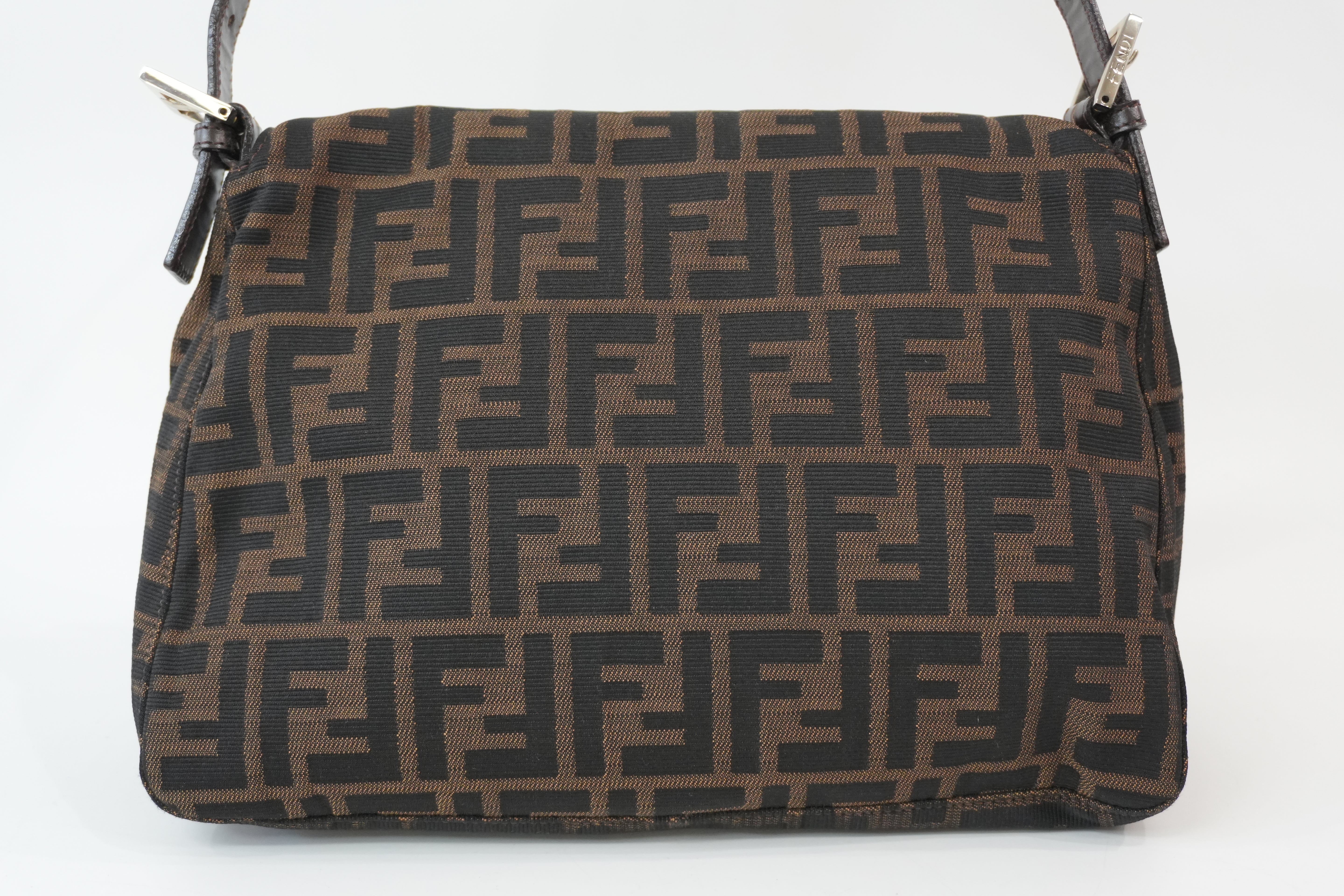 Pre-Owned Fendi Zucca Mamma Baguette Shoulder Bag Brown
