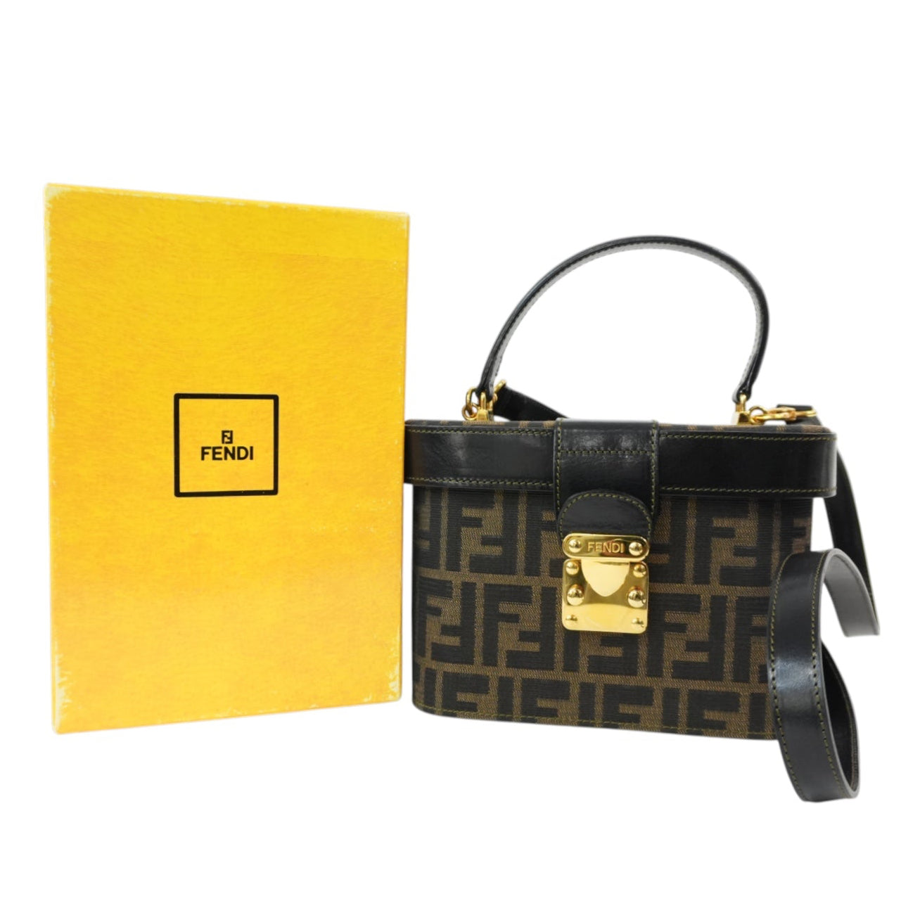 Pre-Owned FENDI Fabric Canvas Zucca Vanity Case