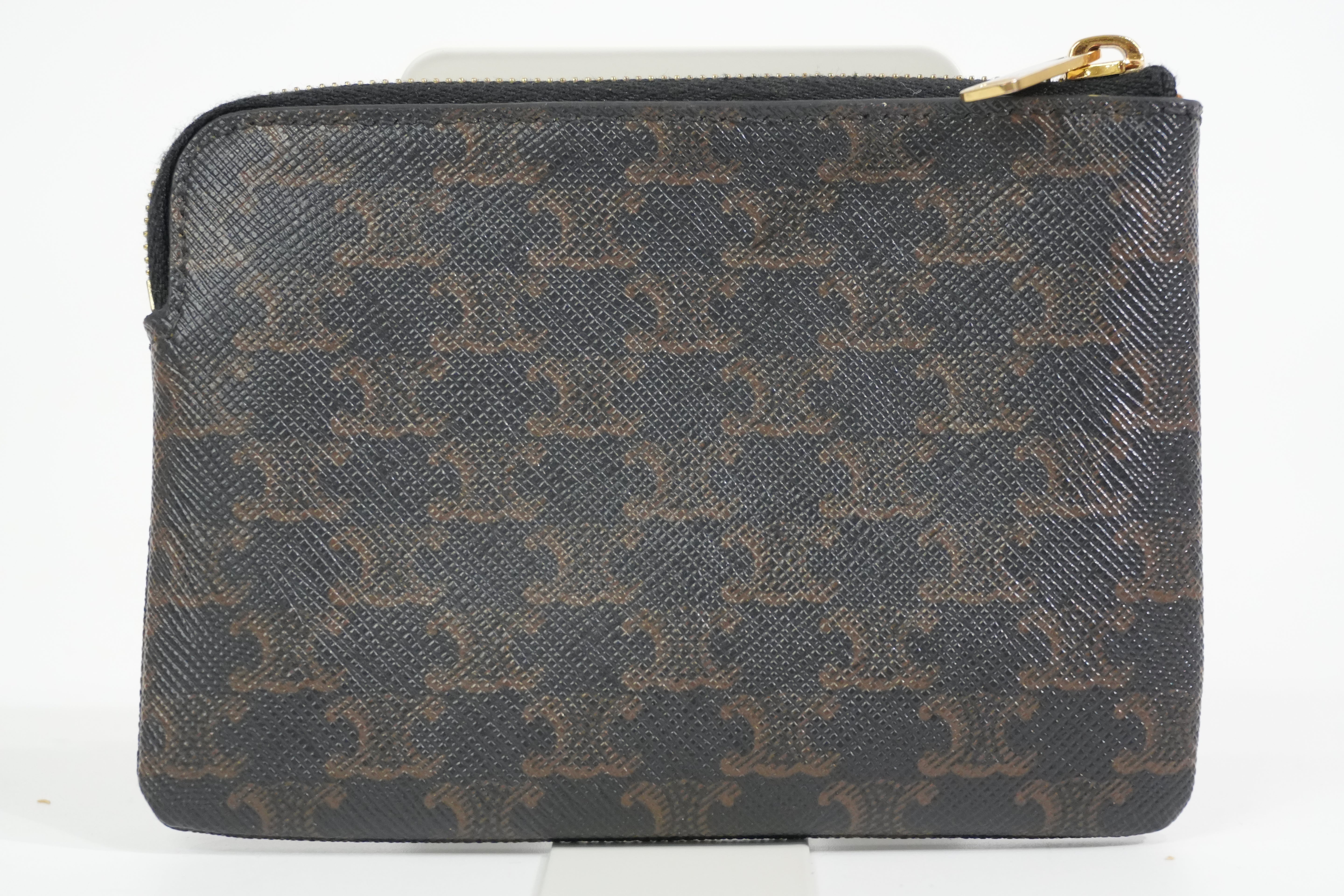 Pre-owned Celine Macadam Coin and Key Case Dark Brown