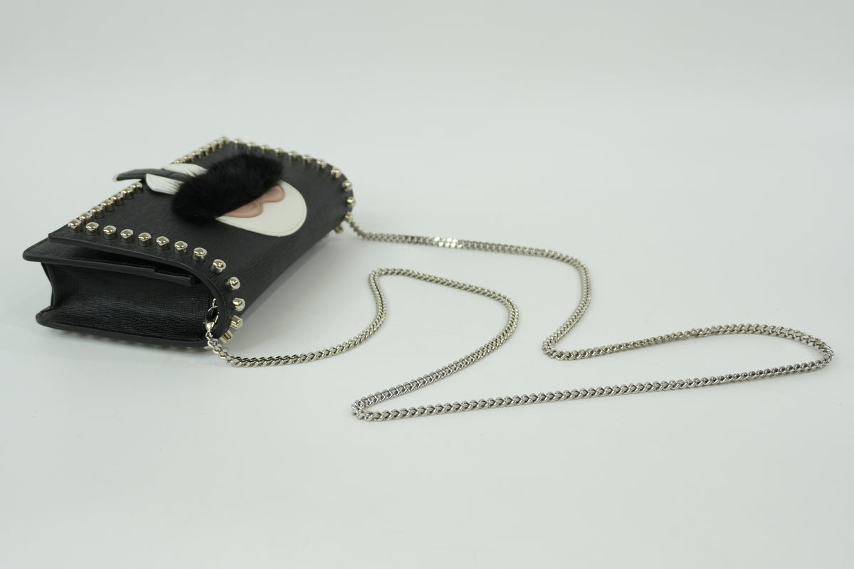 Pre-Owned FENDI Carlito Wallet on Chain Black