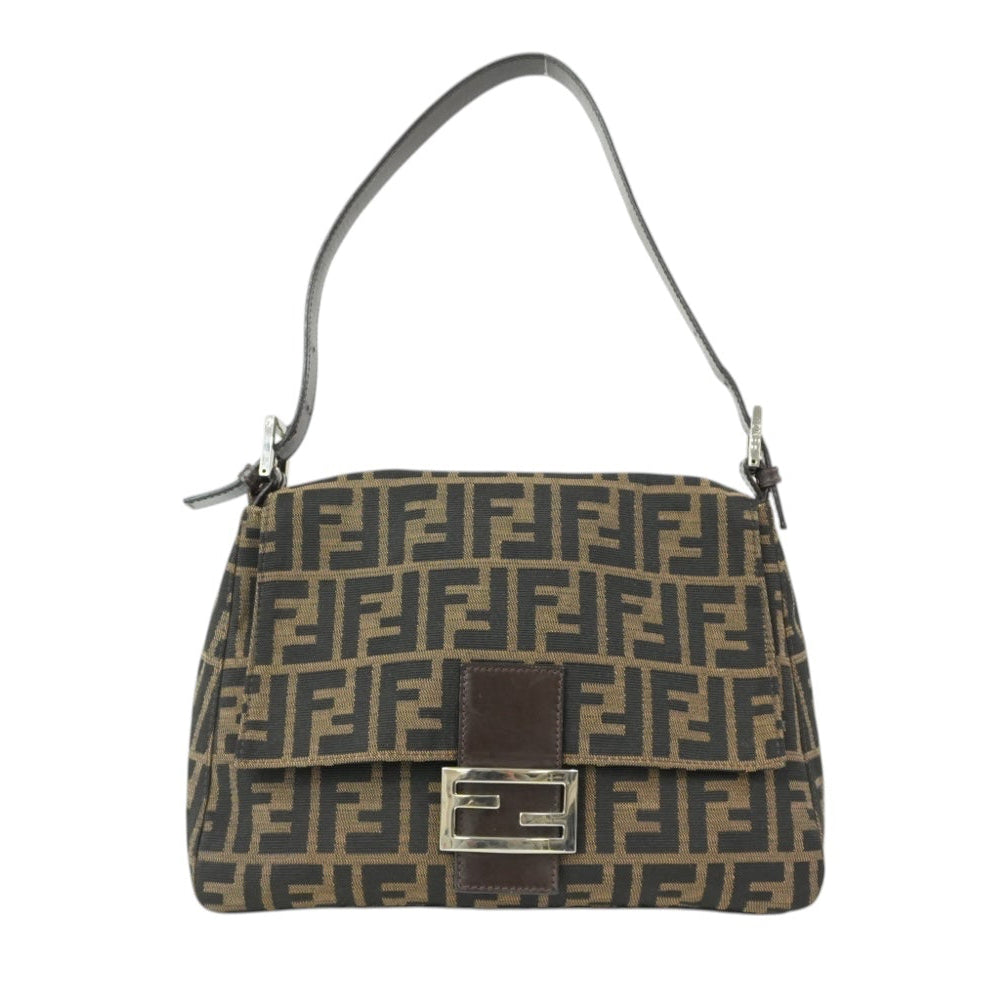 Pre- Owned Fendi Zucca Mamma Baguette Shoulder Bag Brown
