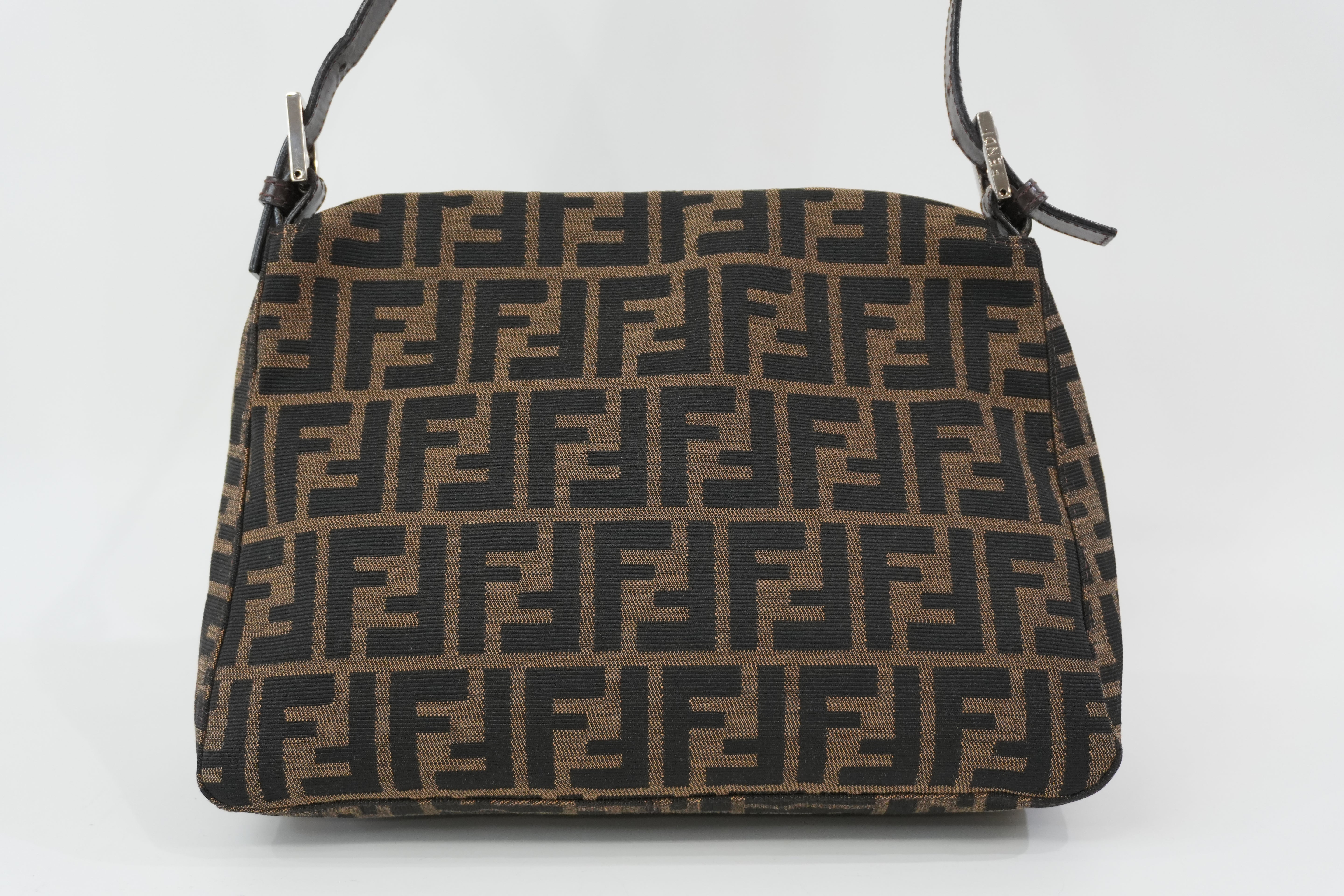 Pre-Owned Fendi Zucca Mama Baguette Shoulder Bag Brown