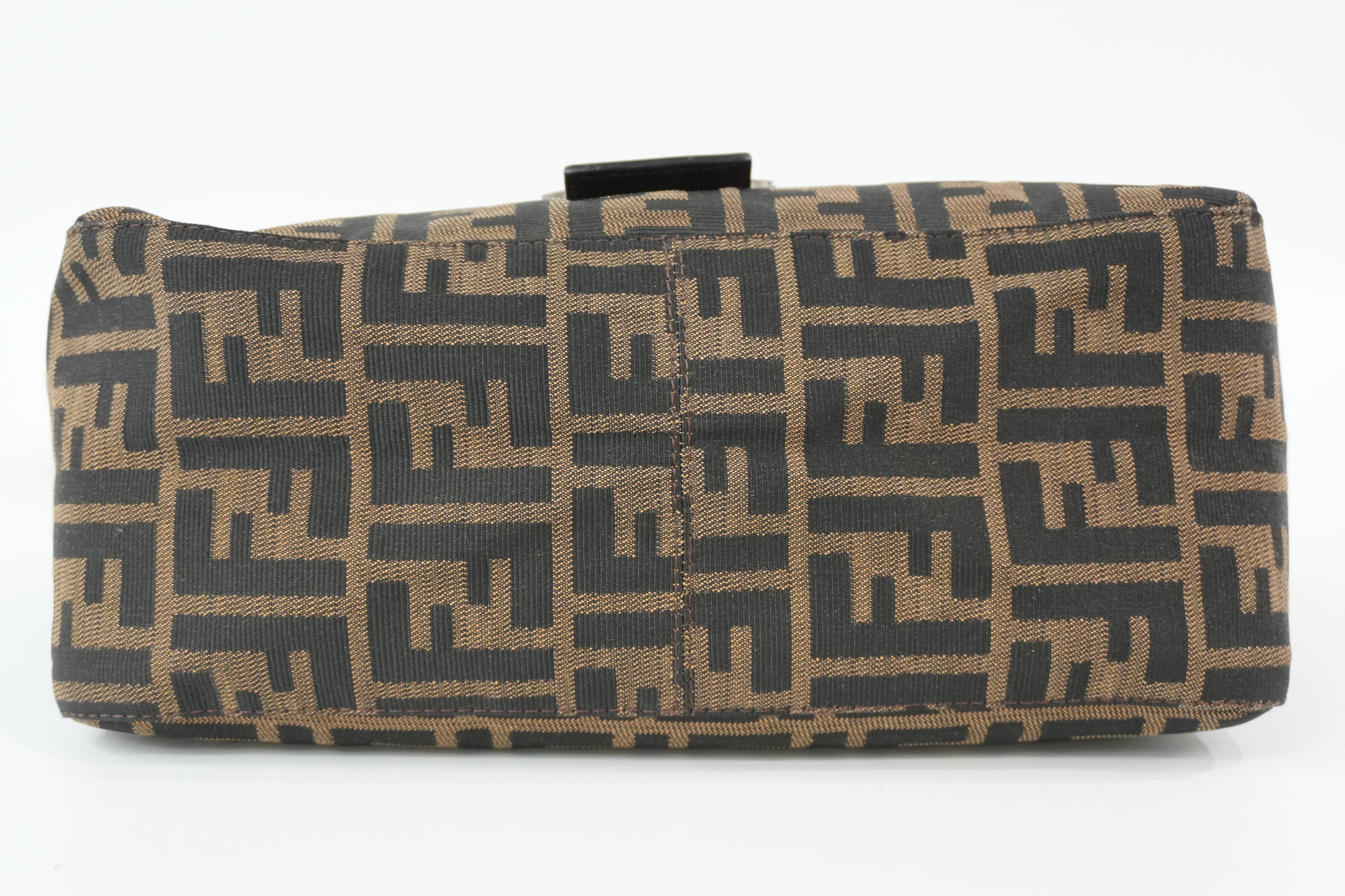 Pre-Owned Fendi Zucca Mama Baguette Shoulder Bag Brown