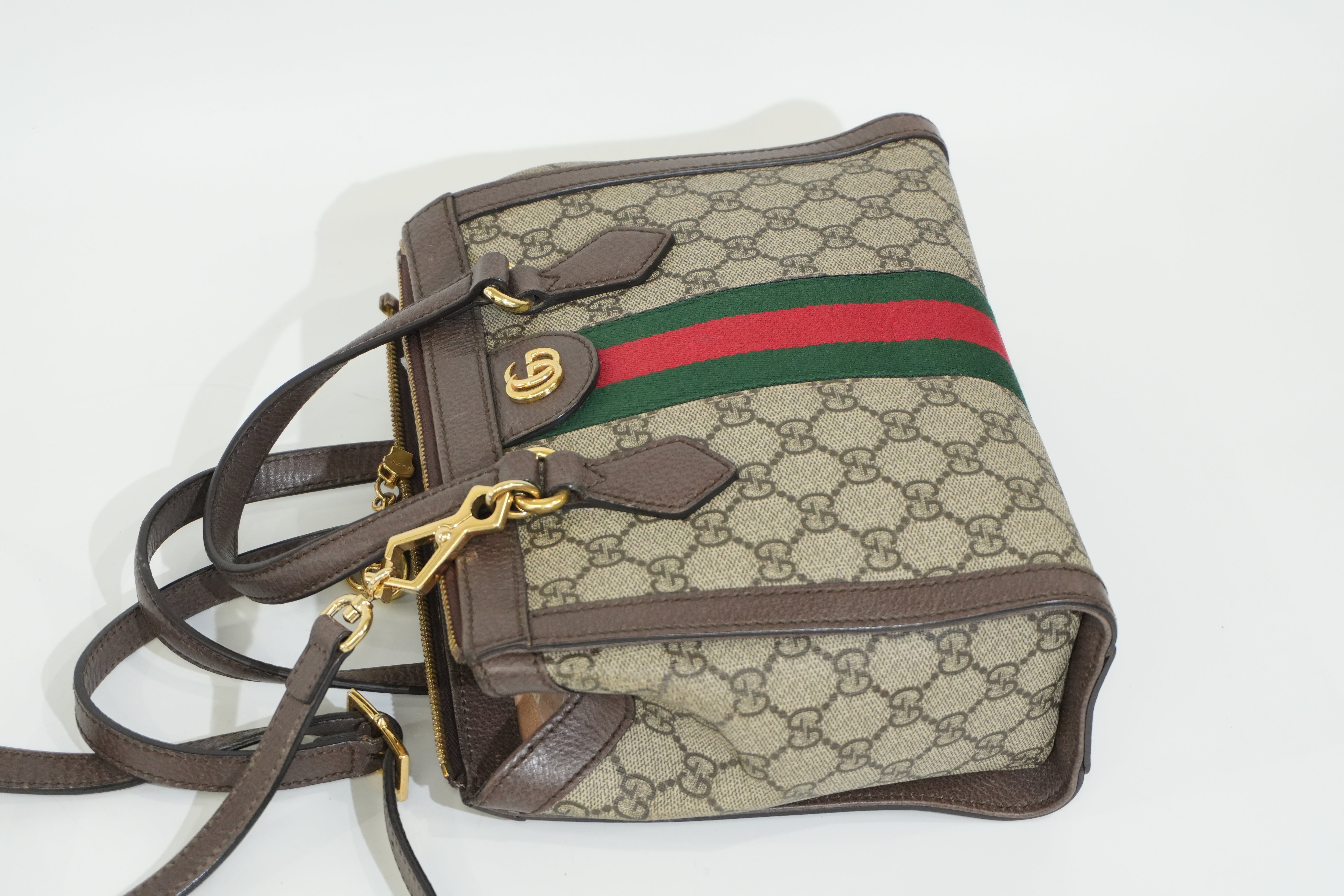 Pre-owned Gucci Ophidia Crossbody Bag Brown