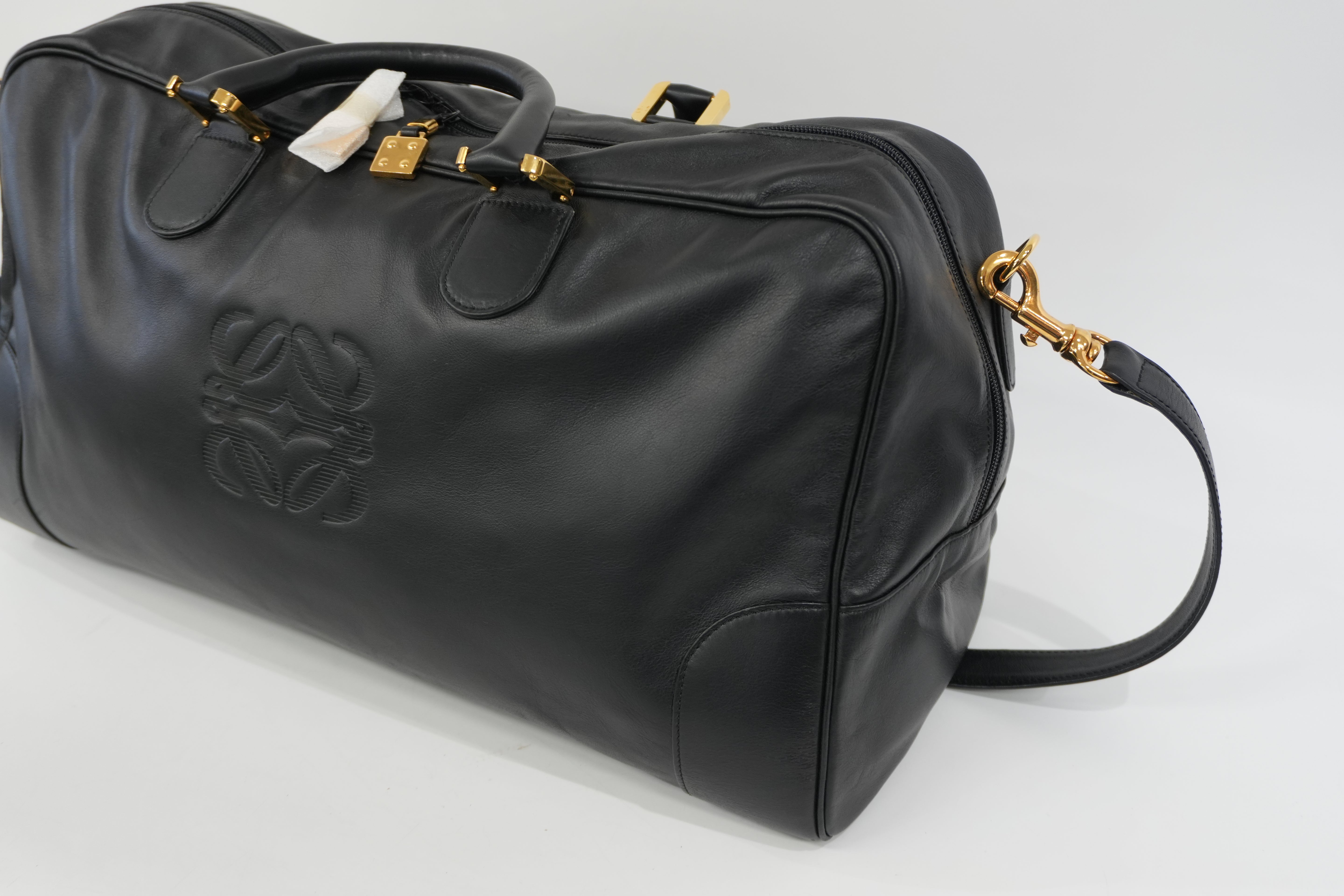 Pre-Owned Loewe Anagram Boston Bag Black