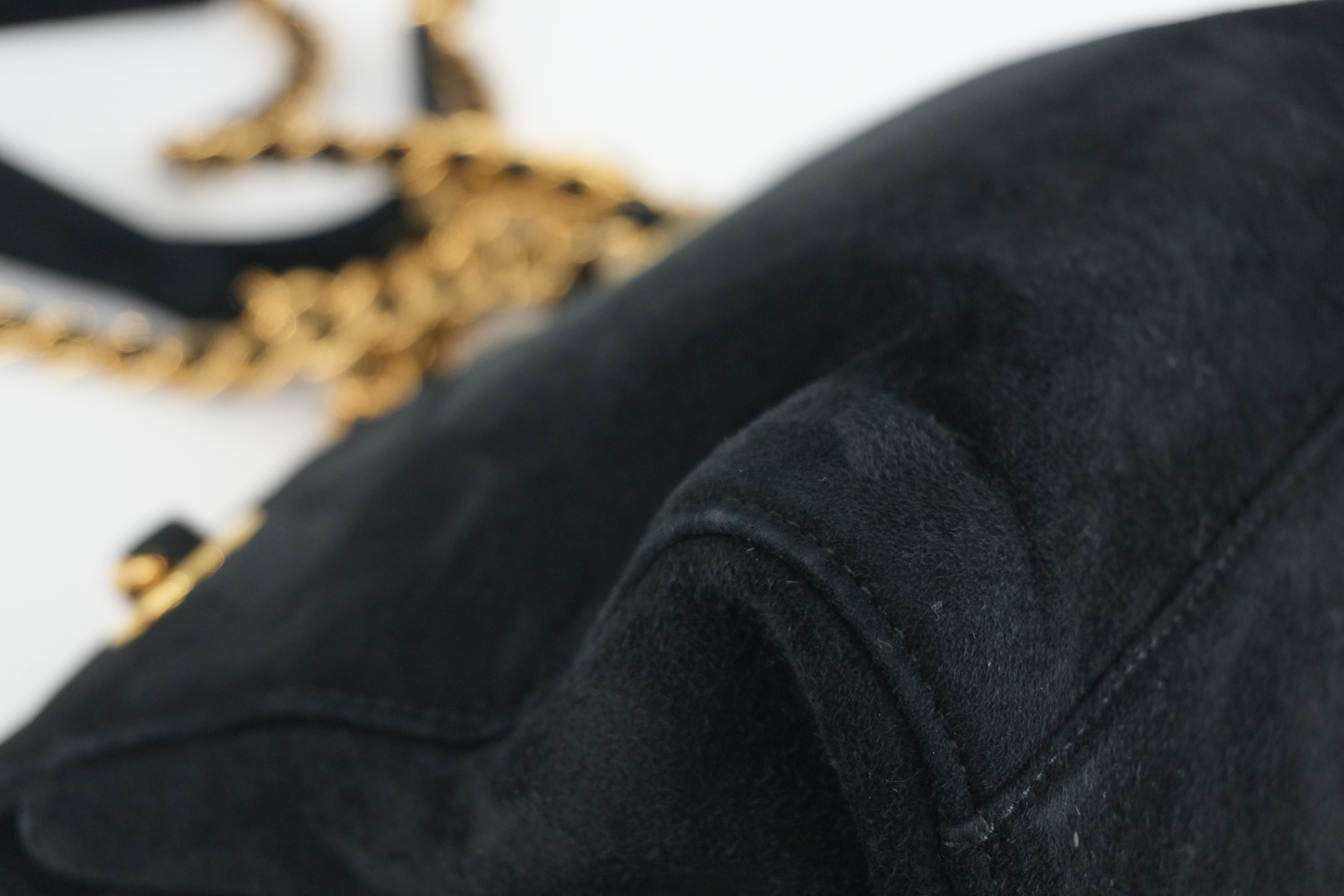 Prada Suede Leather Chain Shoulder Bag Black Used