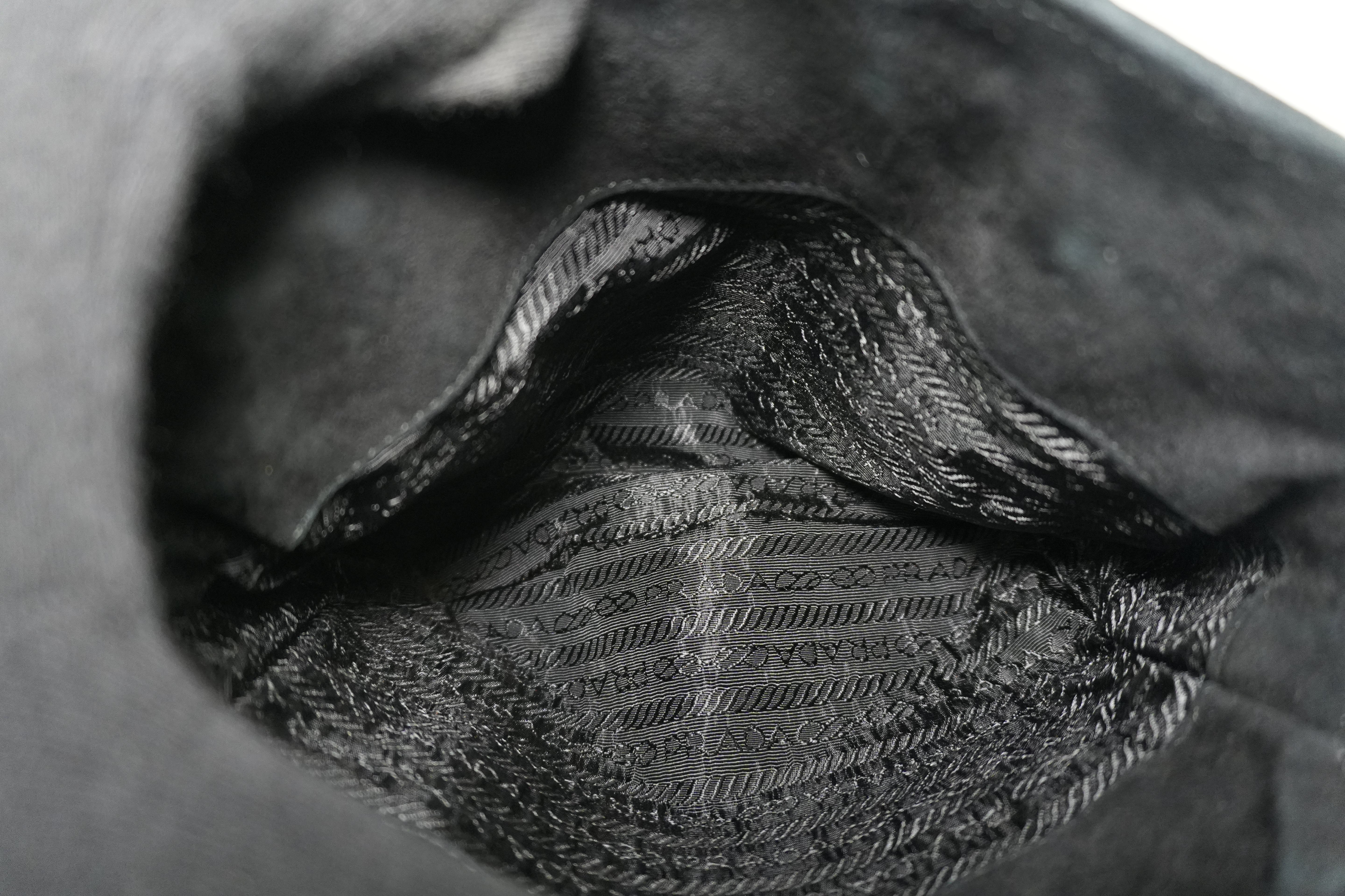 Prada Suede Leather Chain Shoulder Bag Black Used