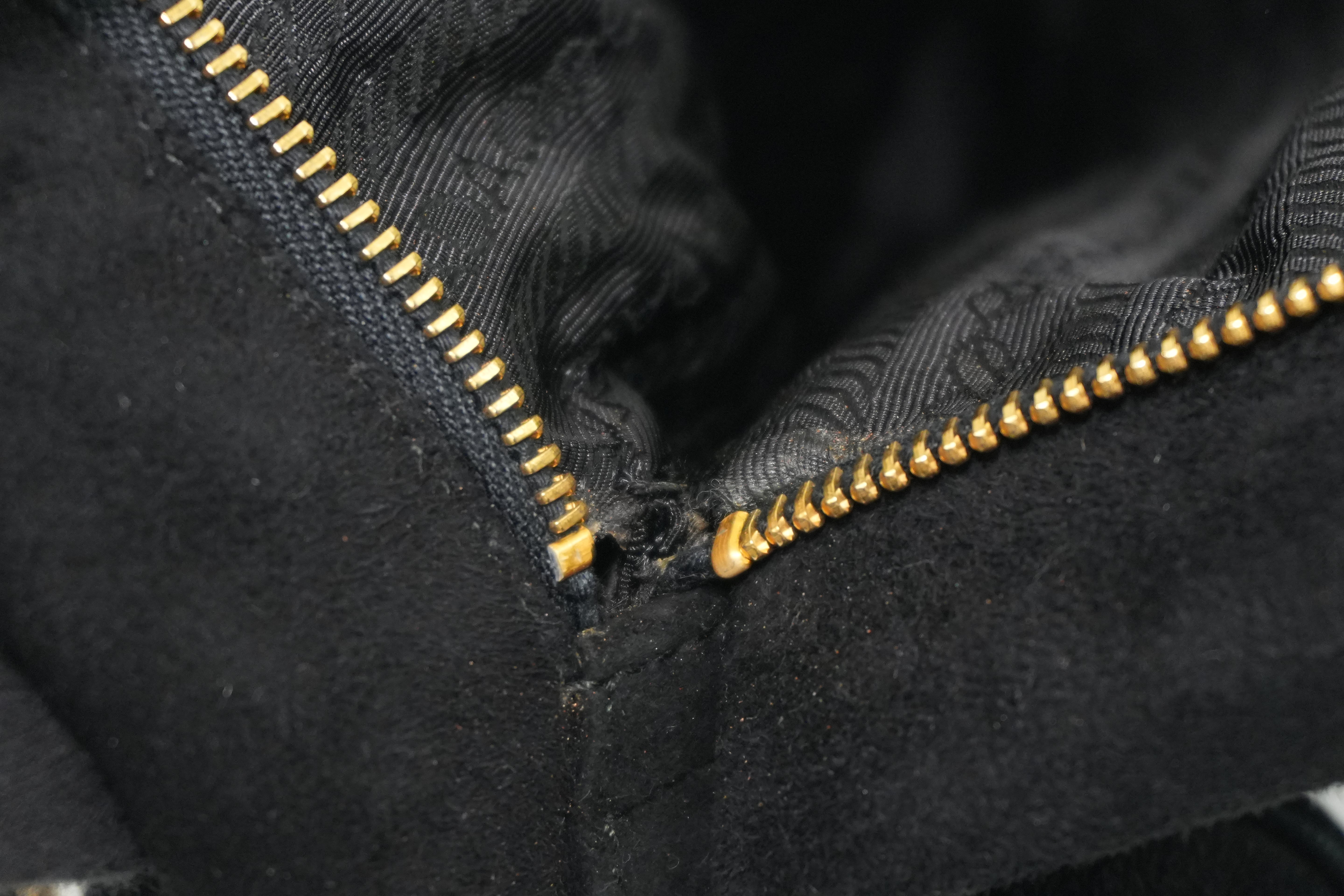 Prada Suede Leather Chain Shoulder Bag Black Used