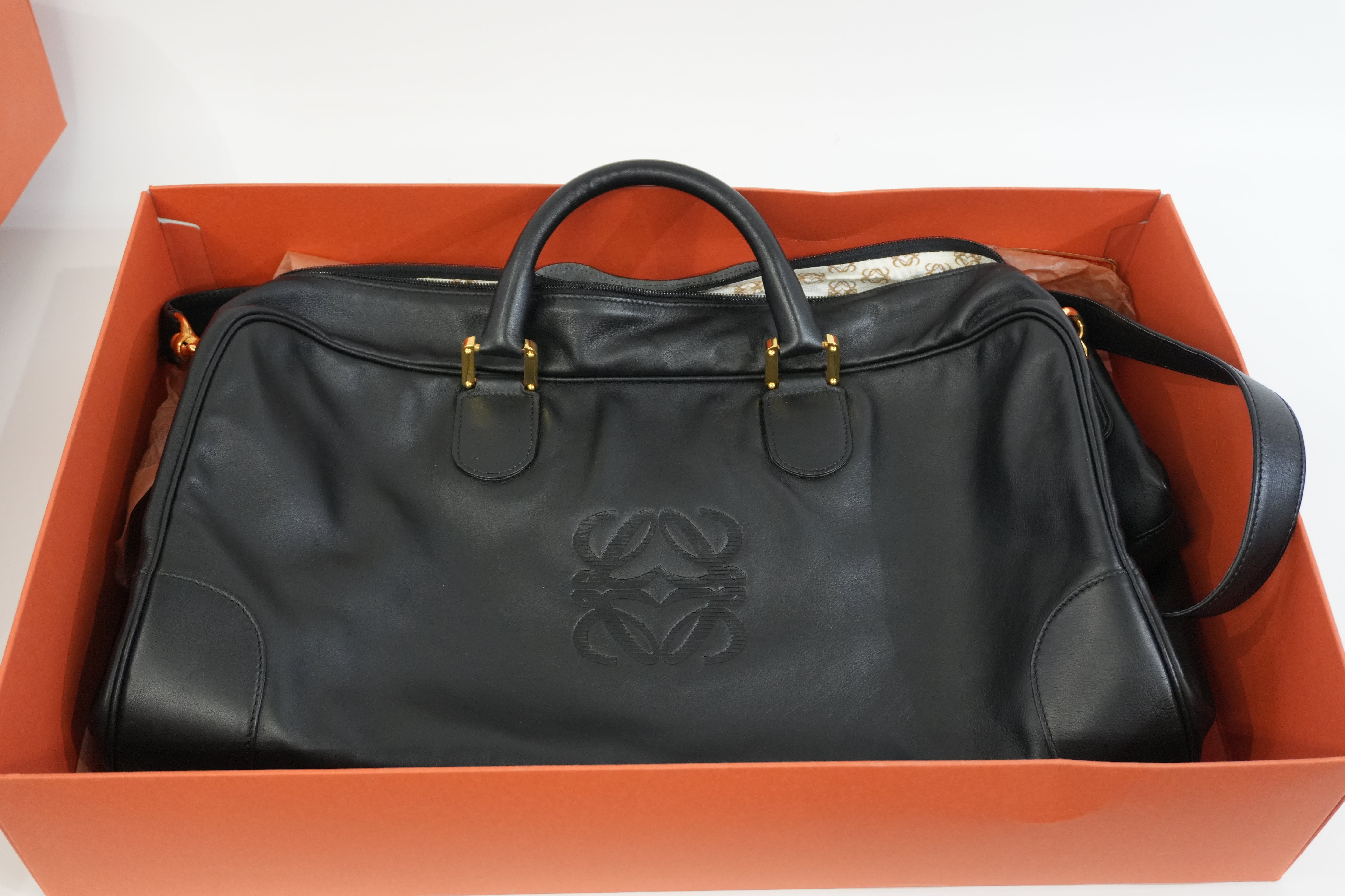 Pre-Owned Loewe Anagram Boston Bag Black