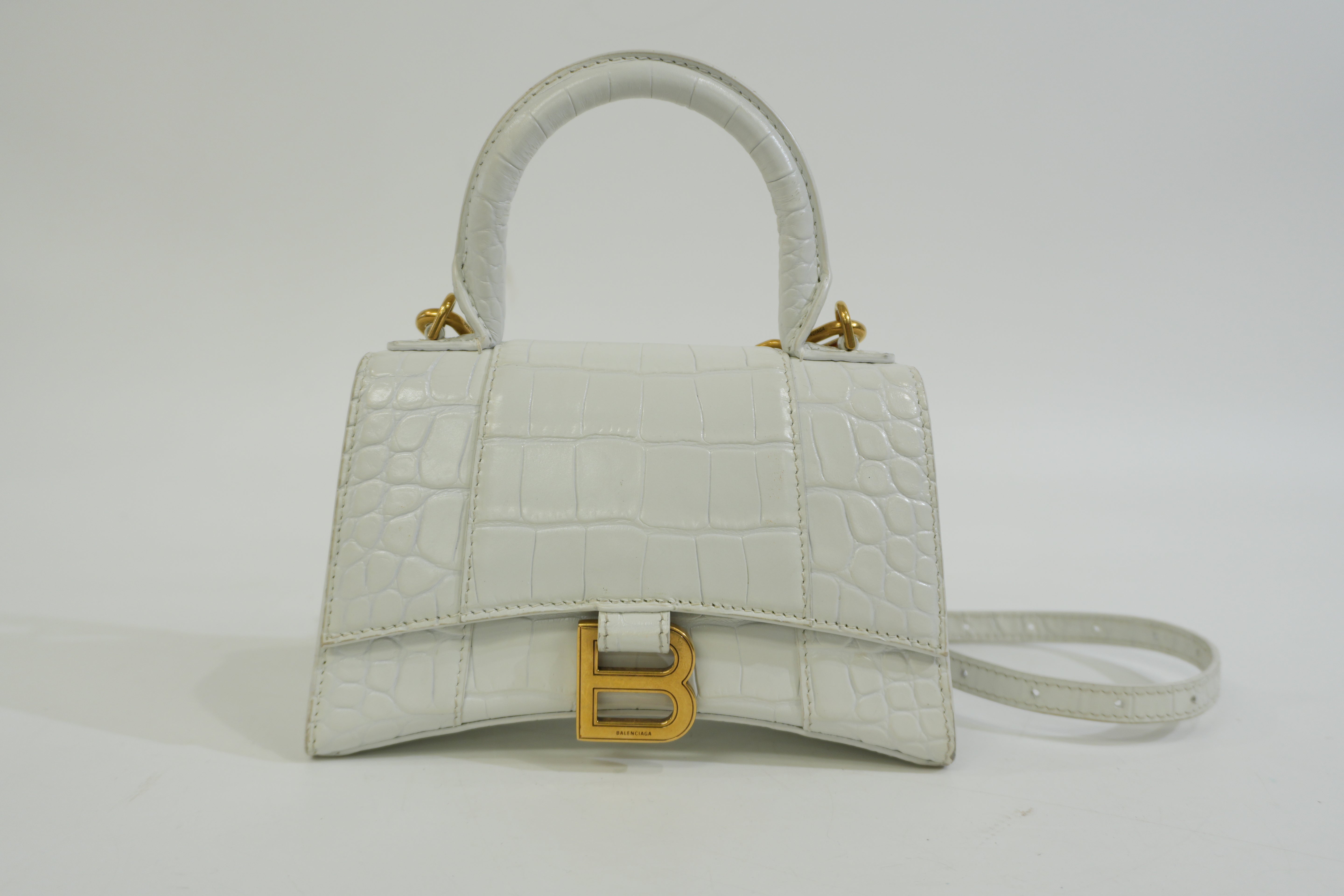 Balenciaga Hourglass XS Top Handle White