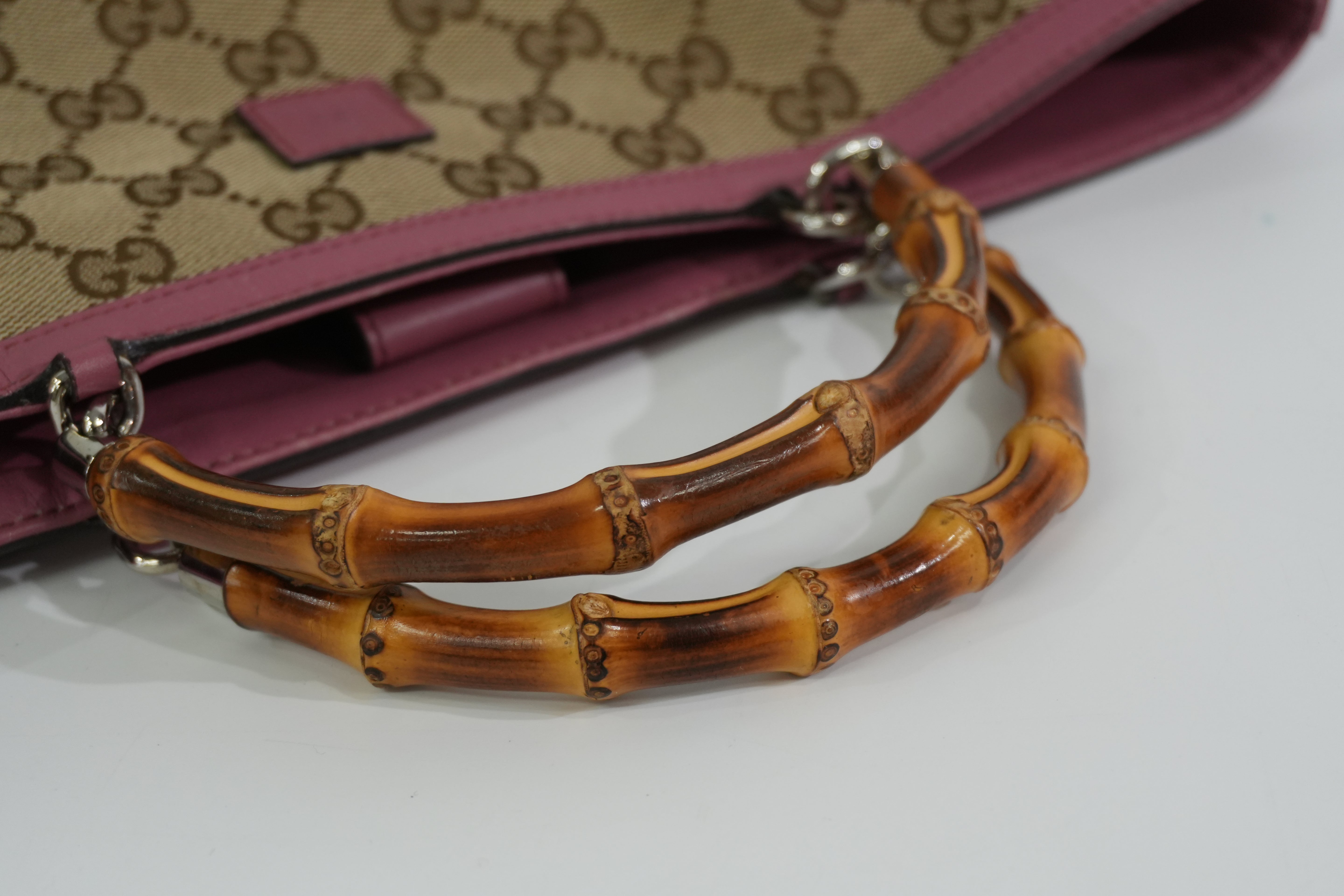 Pre-owned Gucci Bamboo Guccisima Handbag Pink