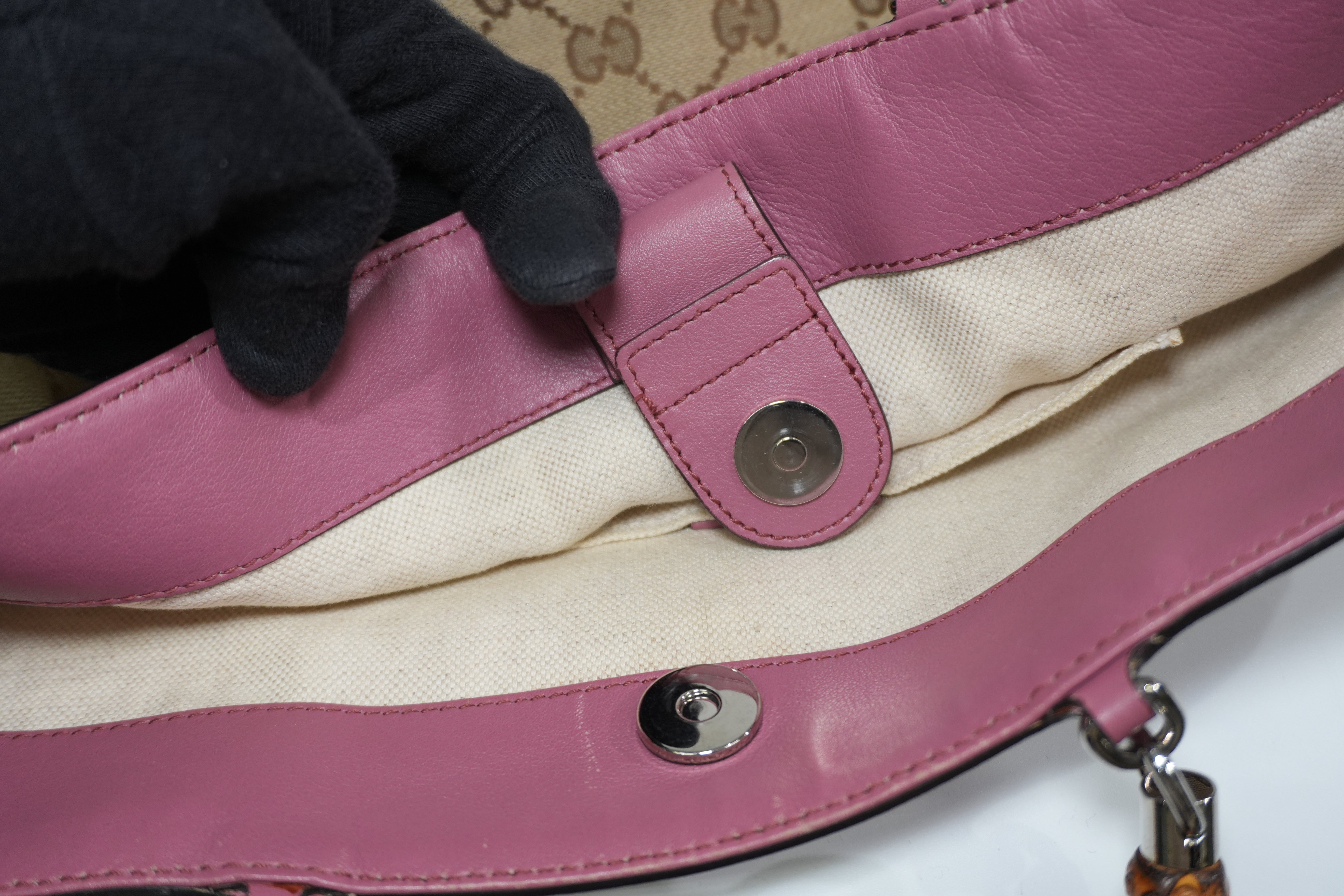 Pre-owned Gucci Bamboo Guccisima Handbag Pink