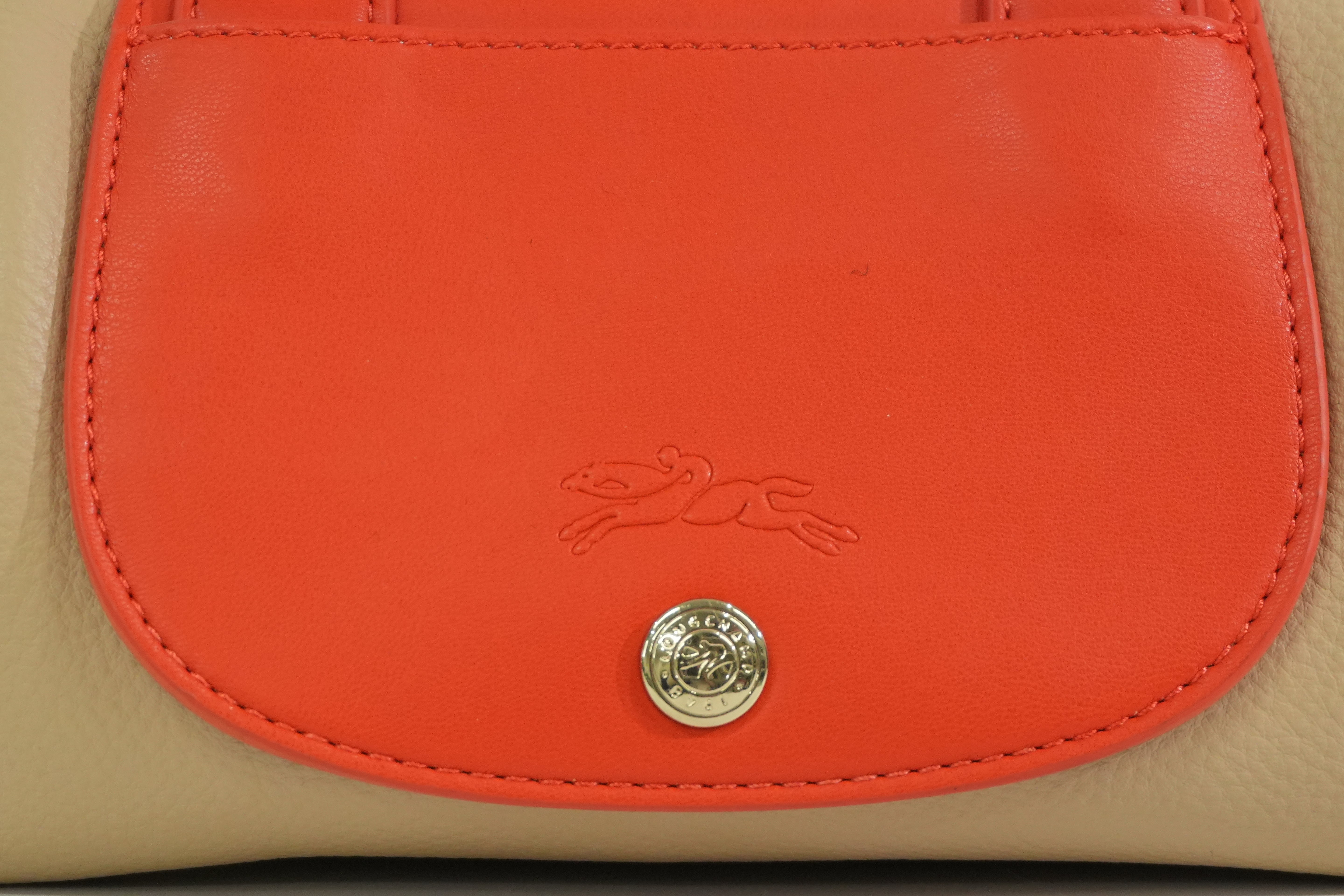 Pre-owned Longchamp Two Way Shoulder Bag Beige and Orange