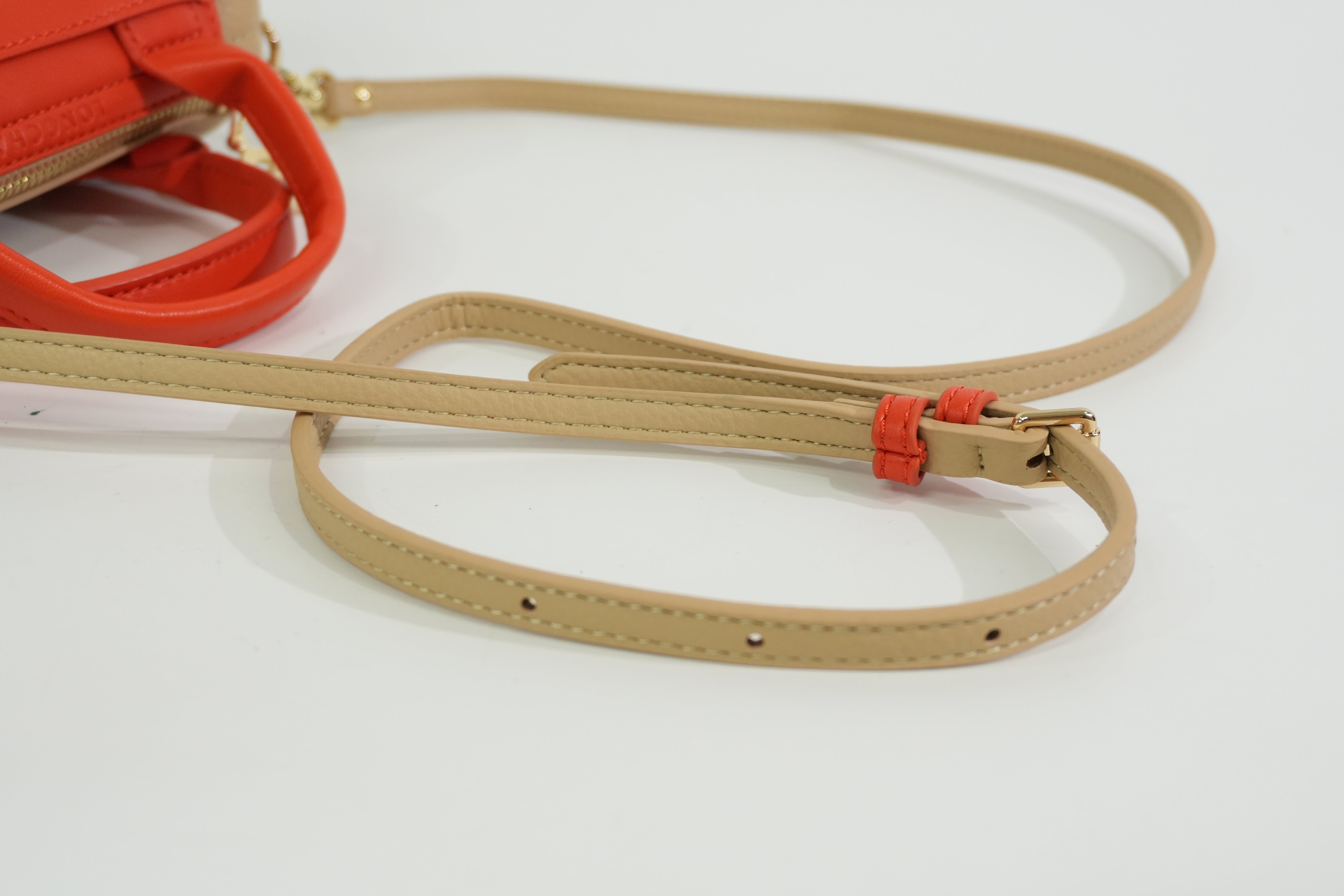 Pre-owned Longchamp Two Way Shoulder Bag Beige and Orange