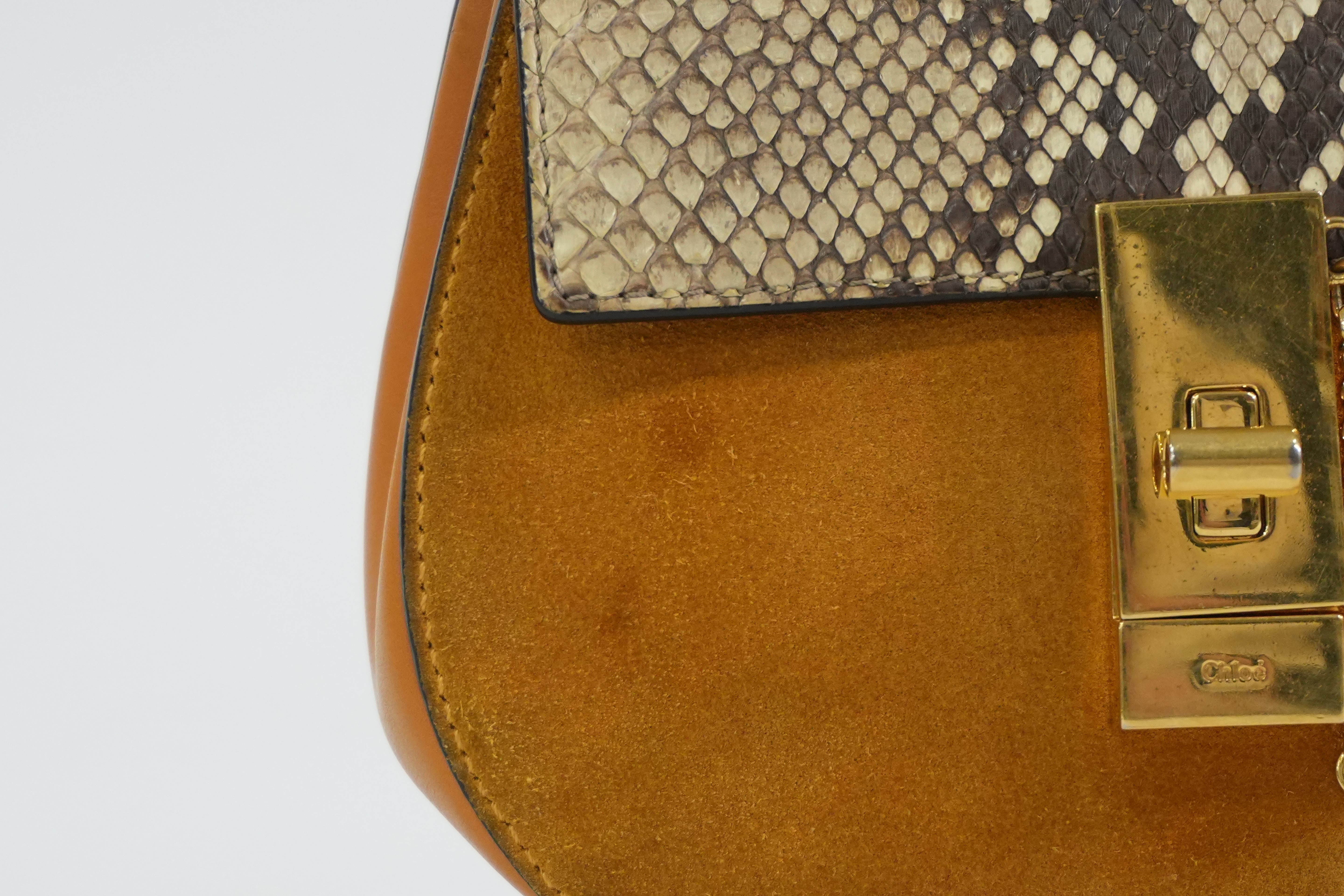 Pre-owned Chloe Suede Leather Drew Chain Shoulder Bag Mustard